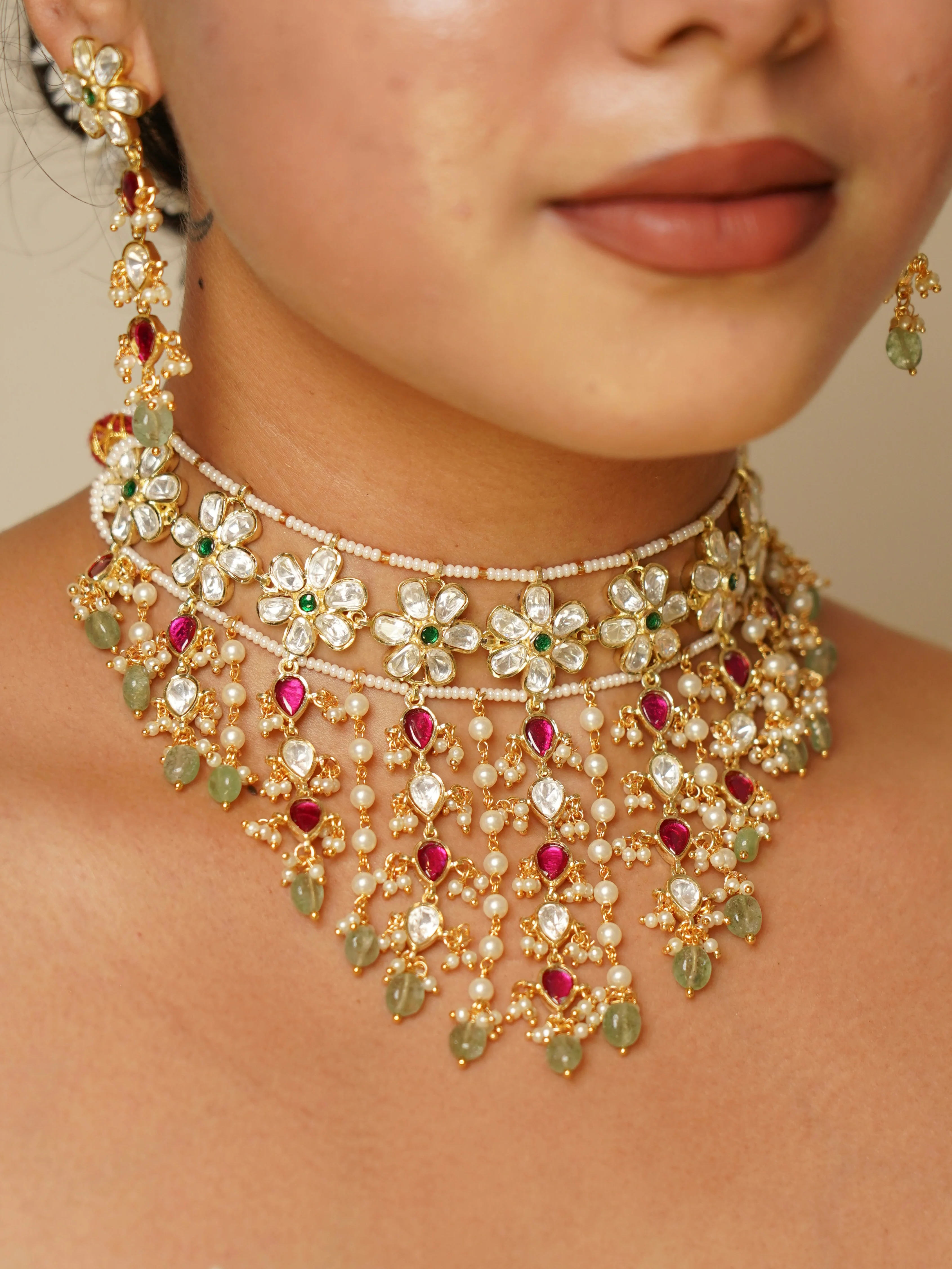 Shrishti Moissanite Fall Polki choker Set - Image 3