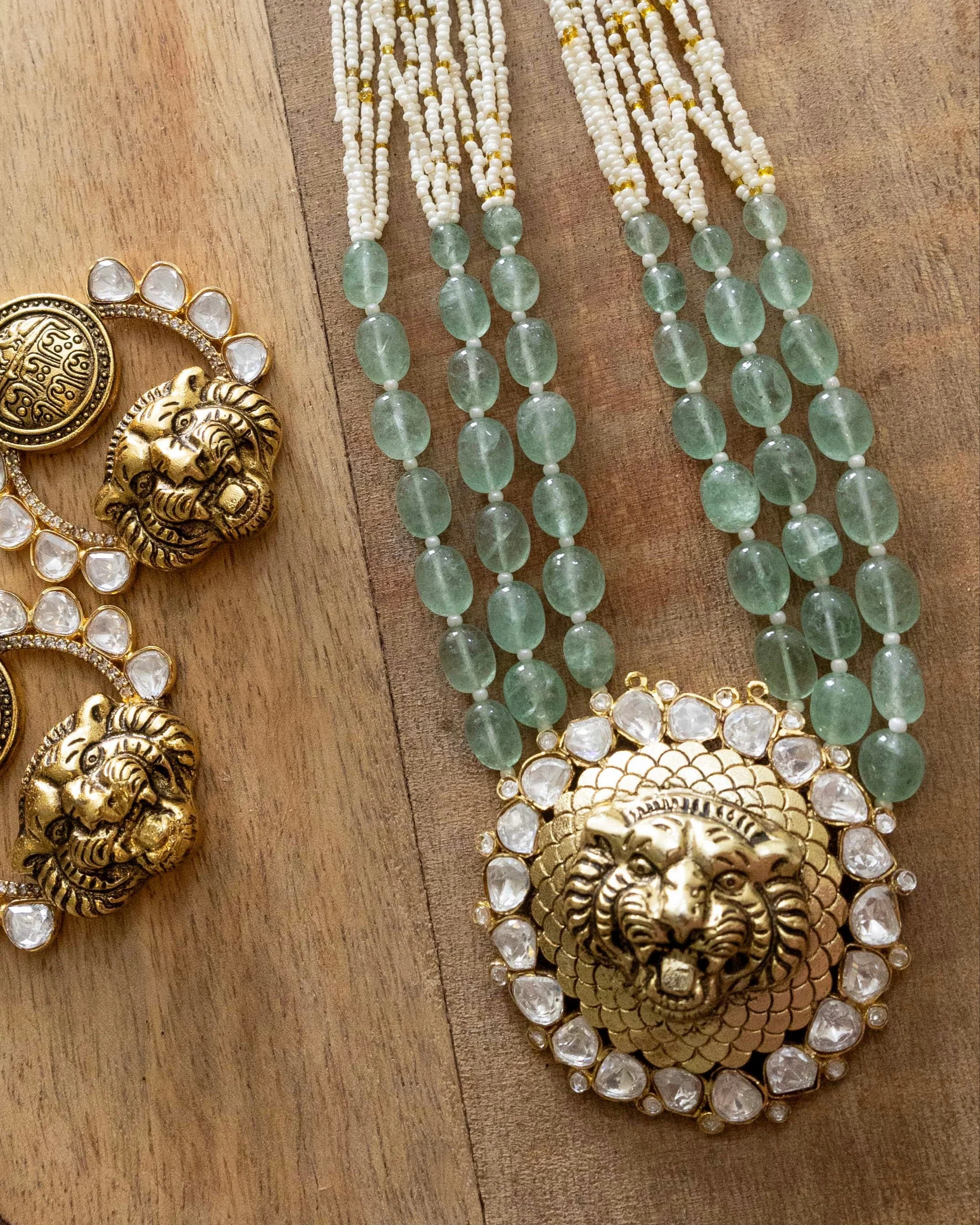 Sovereign Roar – Statement Beaded Necklace Set - Image 4