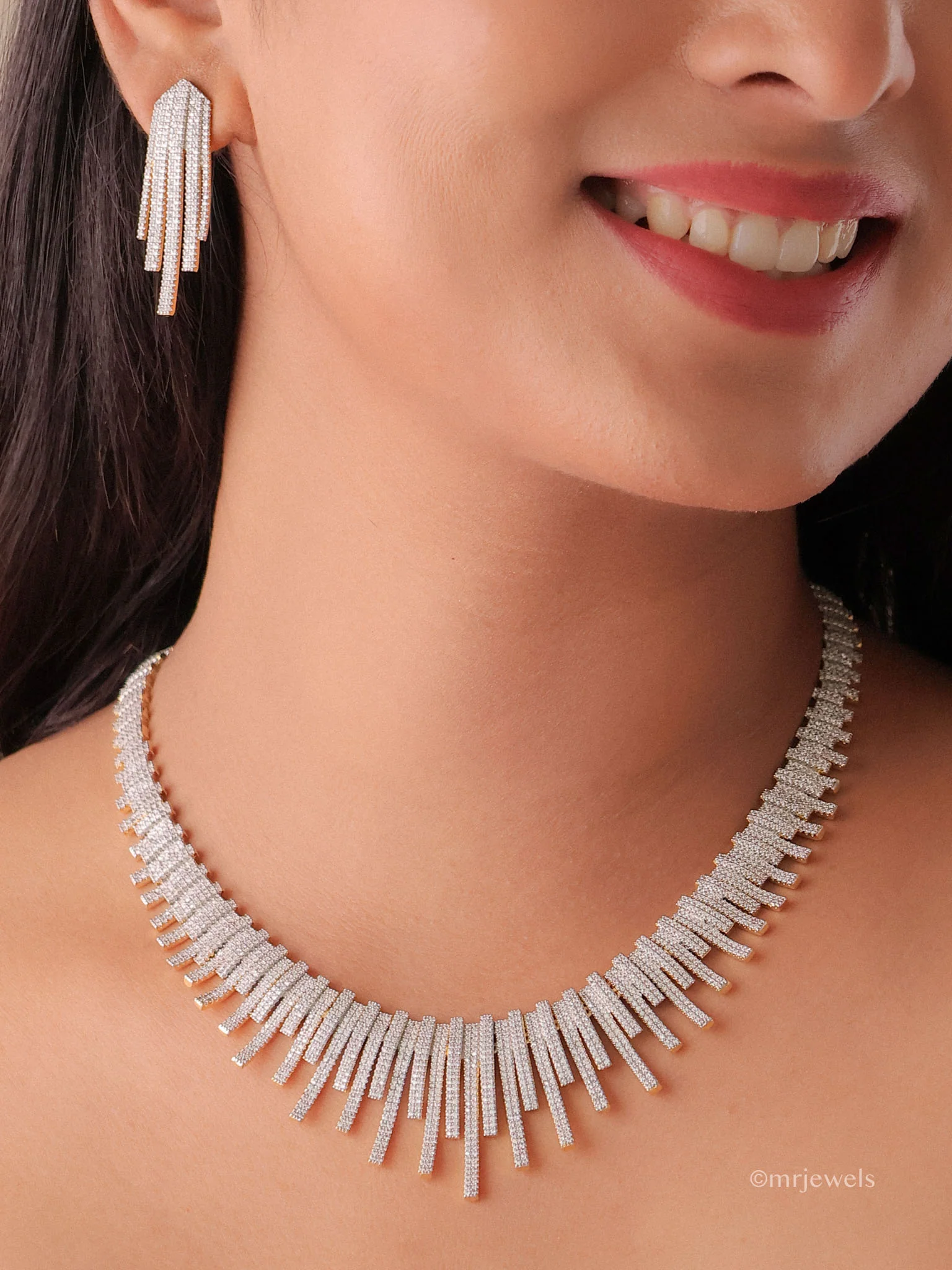 Statement American Diamond Necklace Set