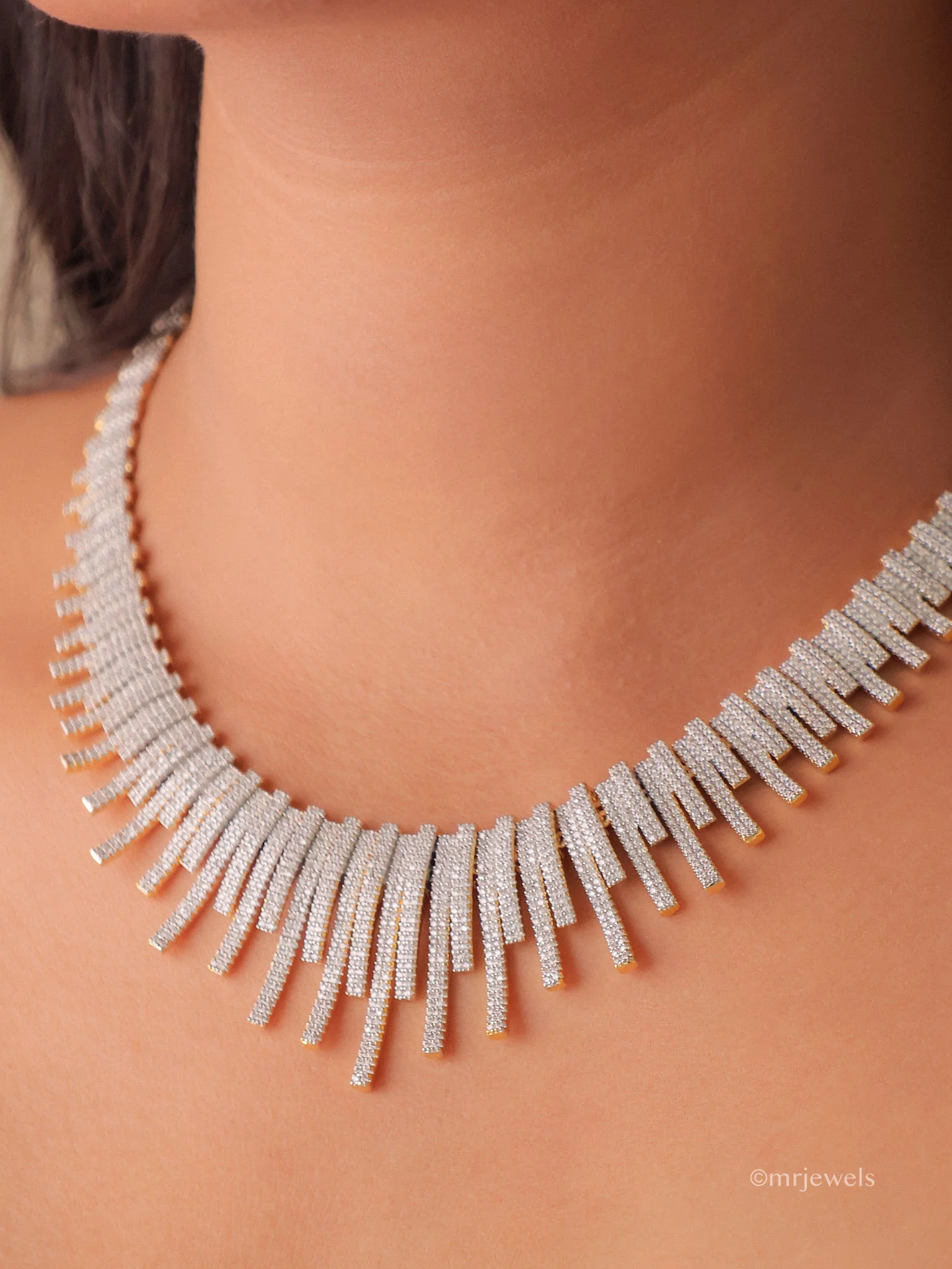 Statement American Diamond Necklace Set - Image 2