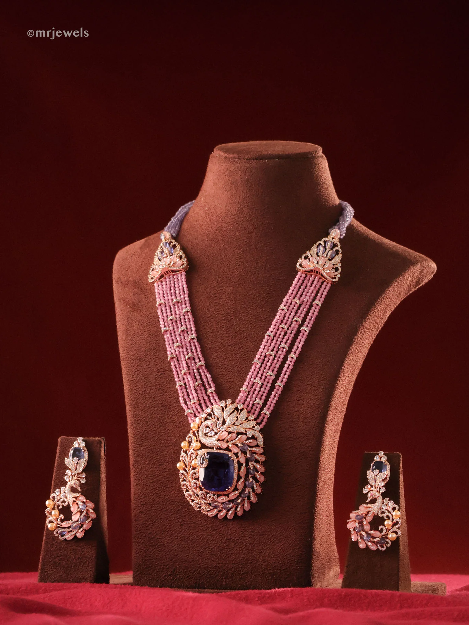 Statement Beaded Peacock Necklace Set