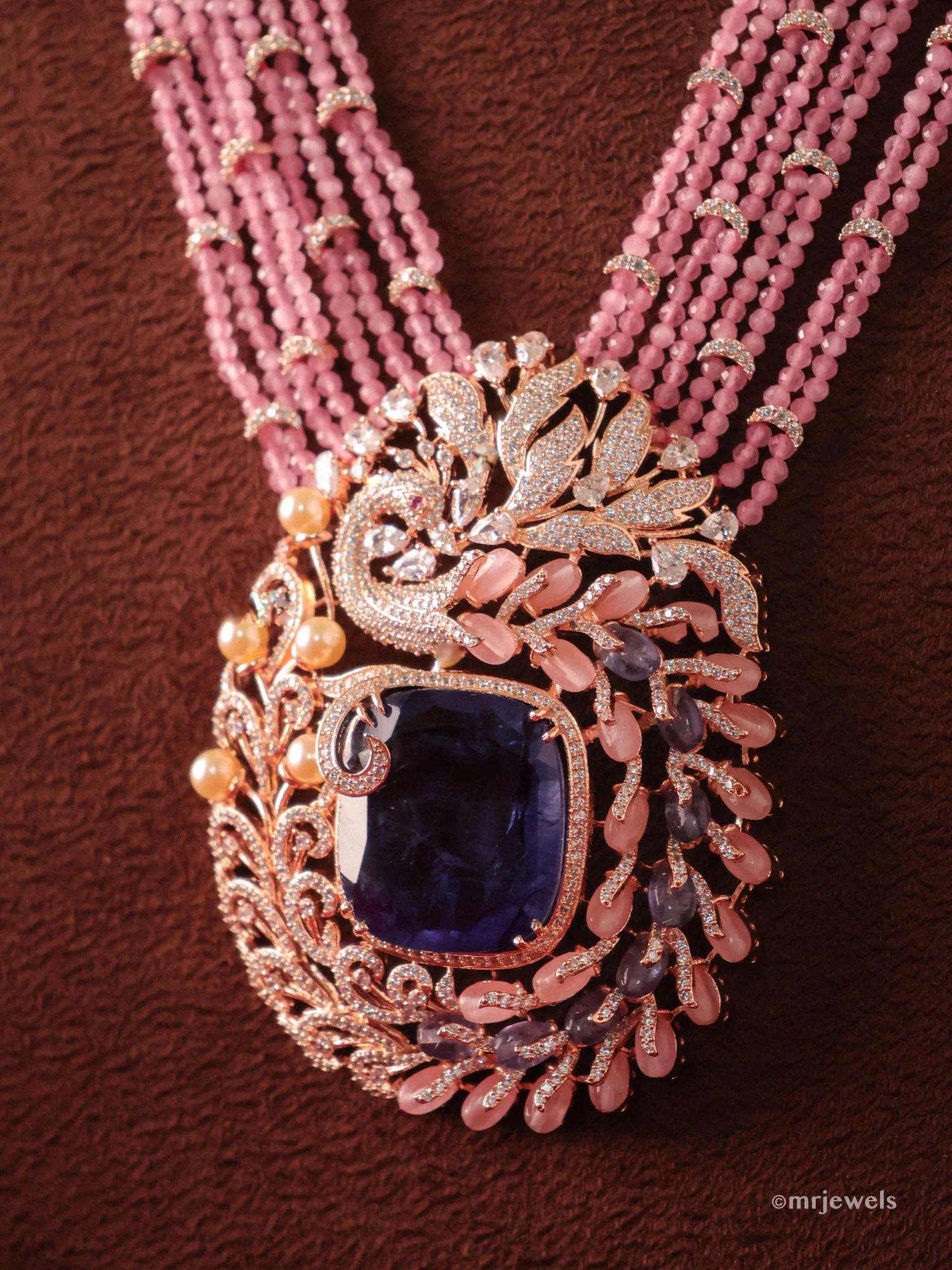 Statement Beaded Peacock Necklace Set - Image 2