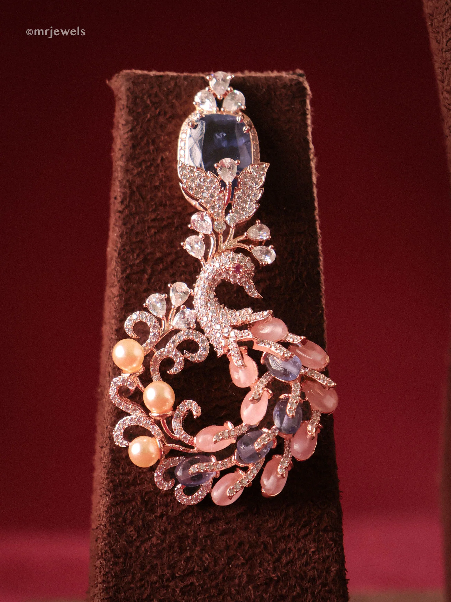 Statement Beaded Peacock Necklace Set - Image 3