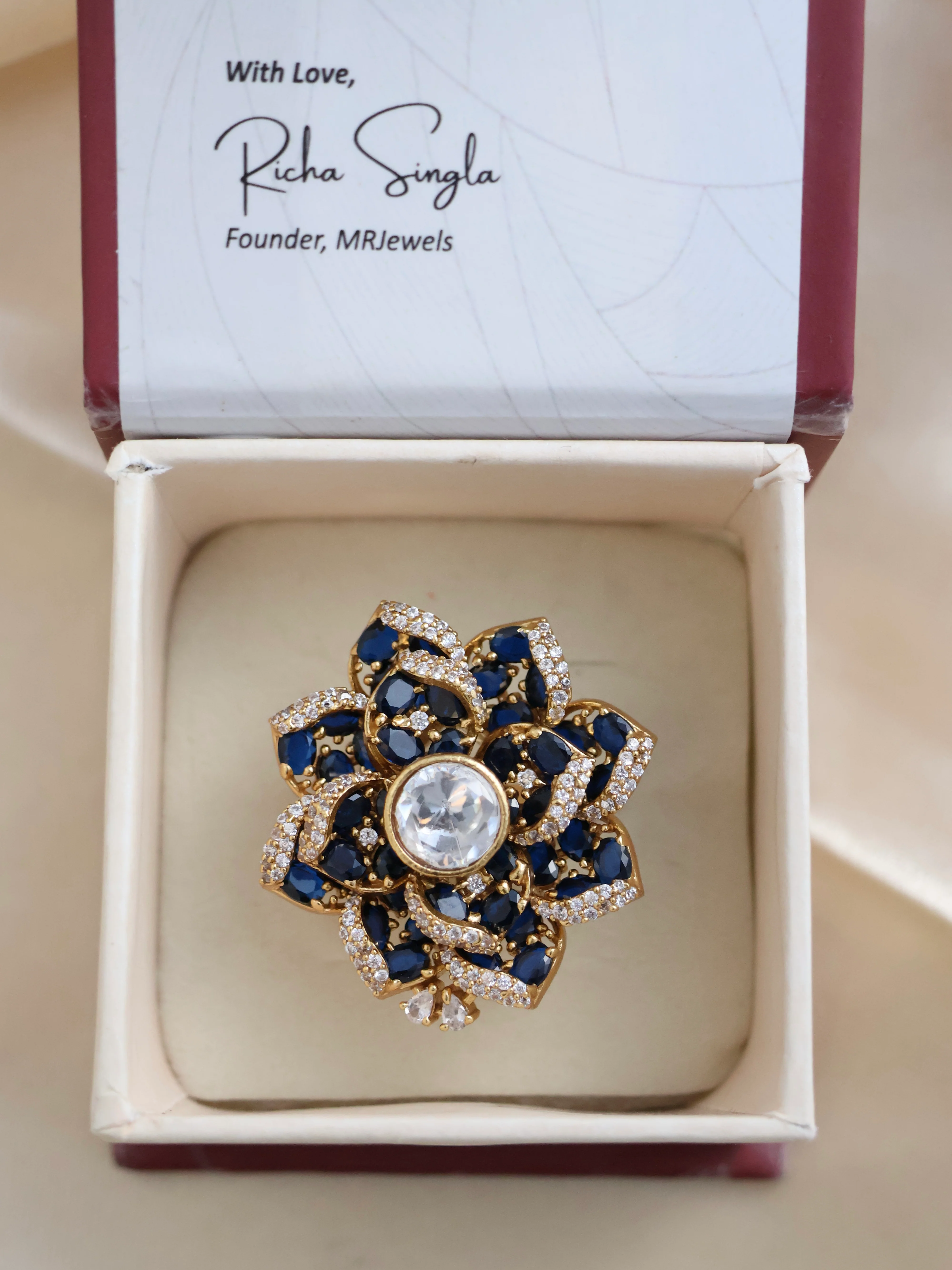 Statement Floral Cocktail Ring - Image 3