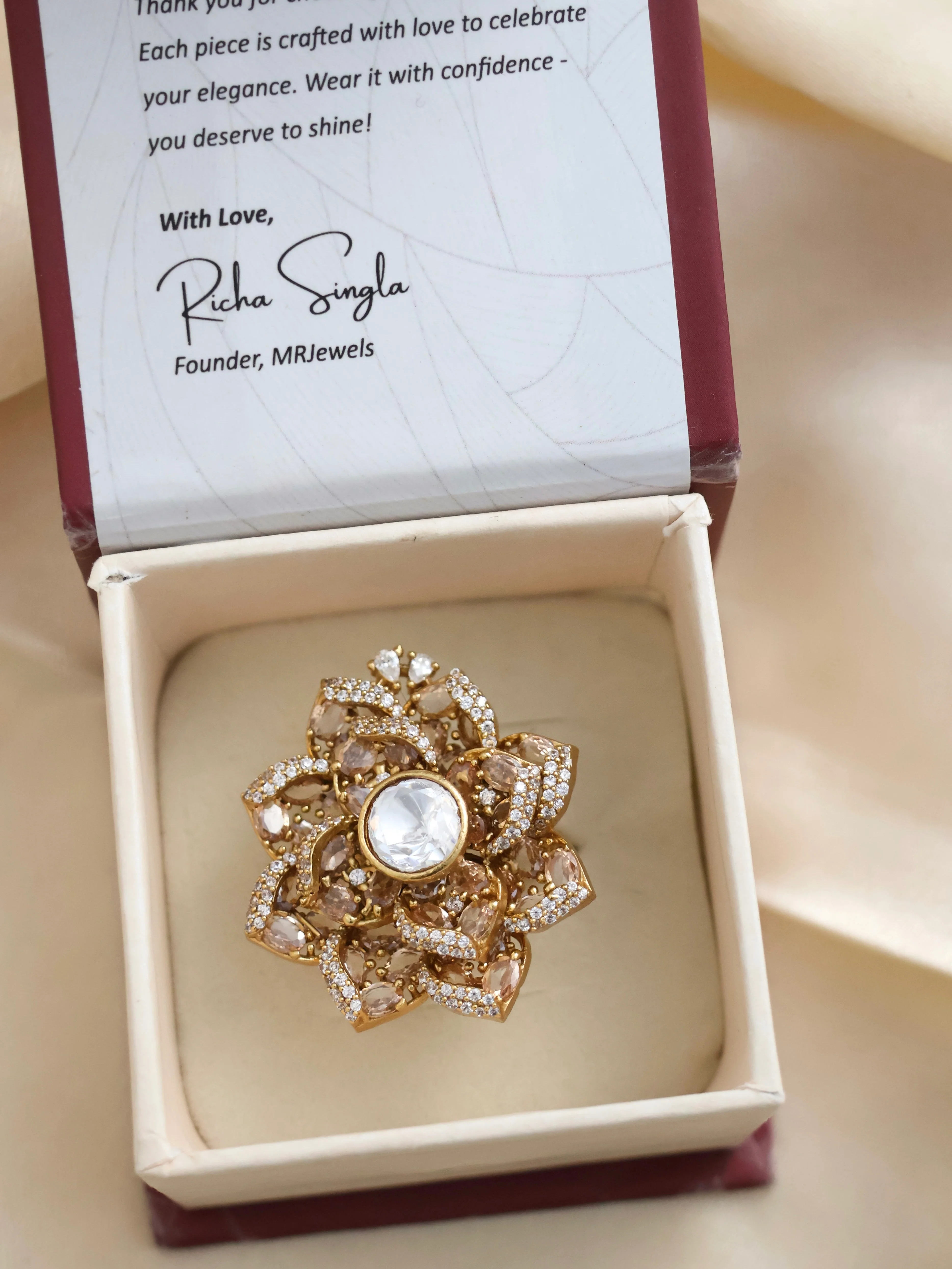 Statement Floral Cocktail Ring - Image 4