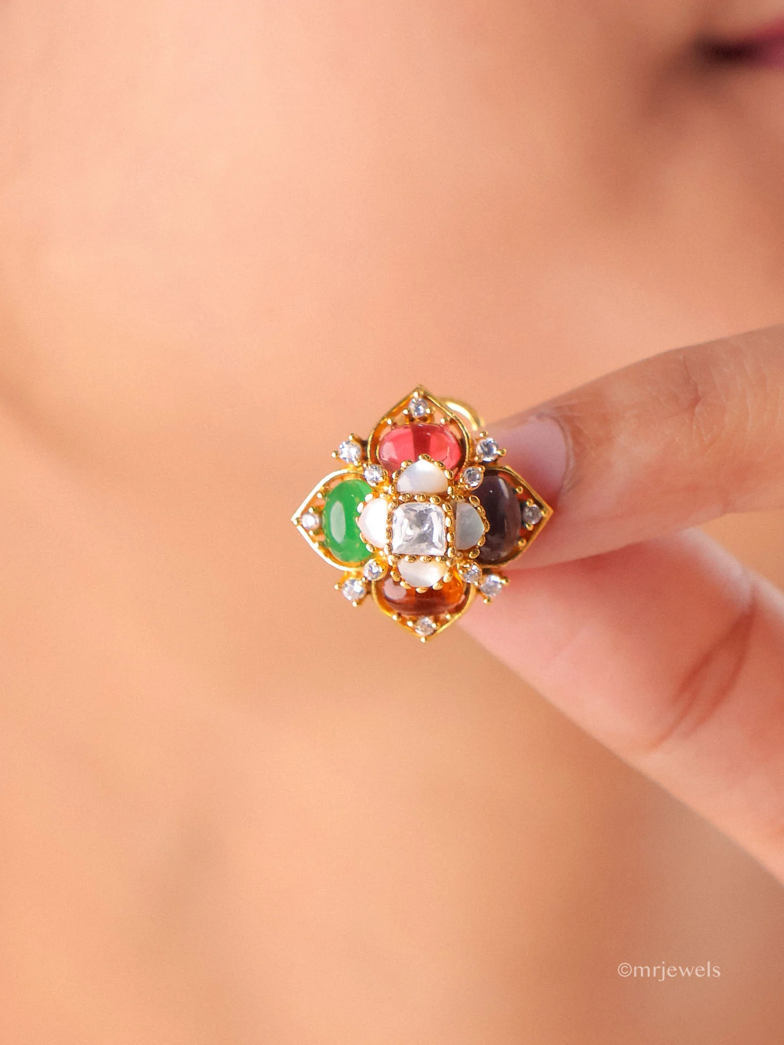 Statement Floral Stud Earrings - Image 3