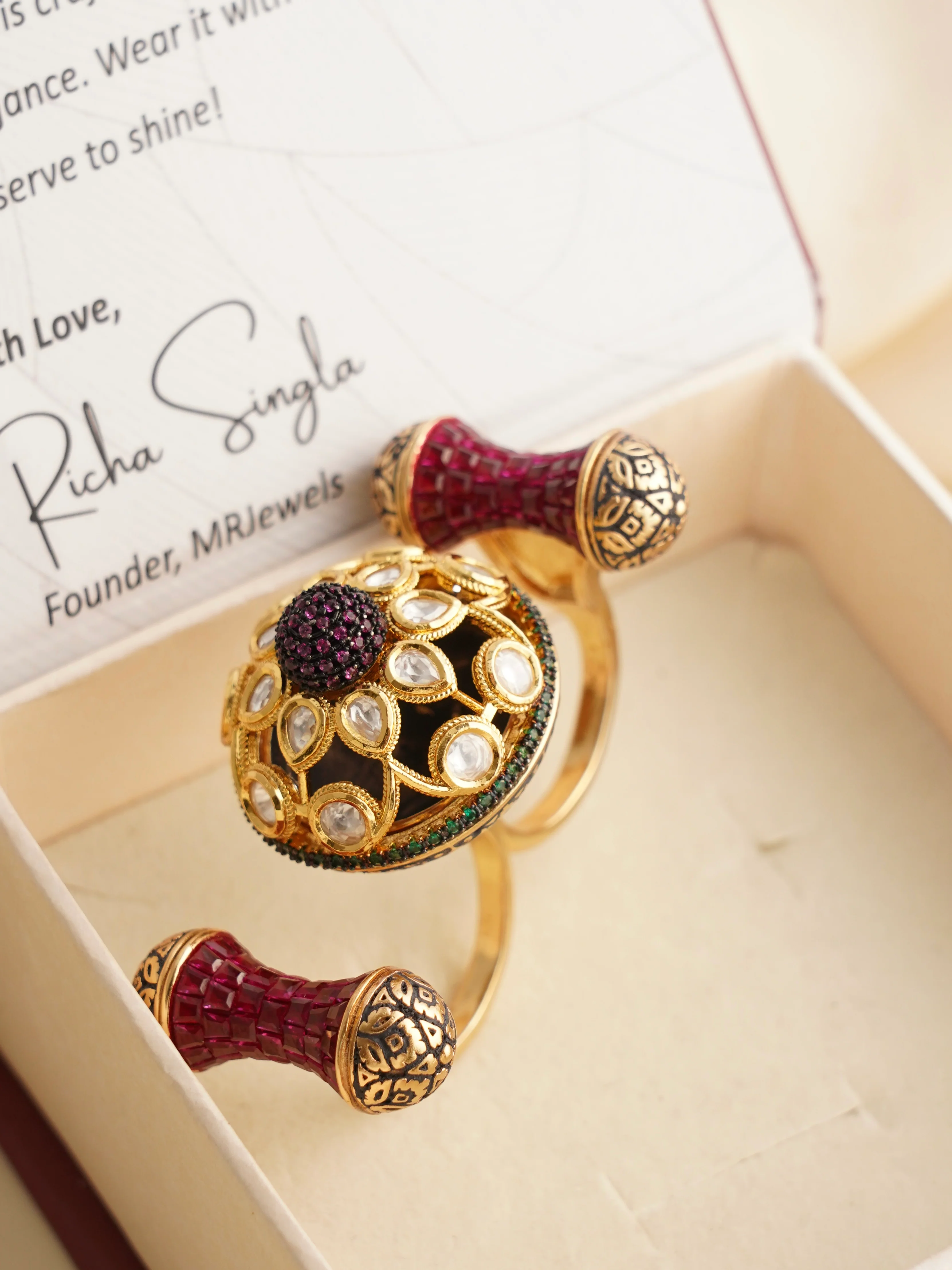 Statement Glamour: Dual Finger Ruby Ring - Image 3