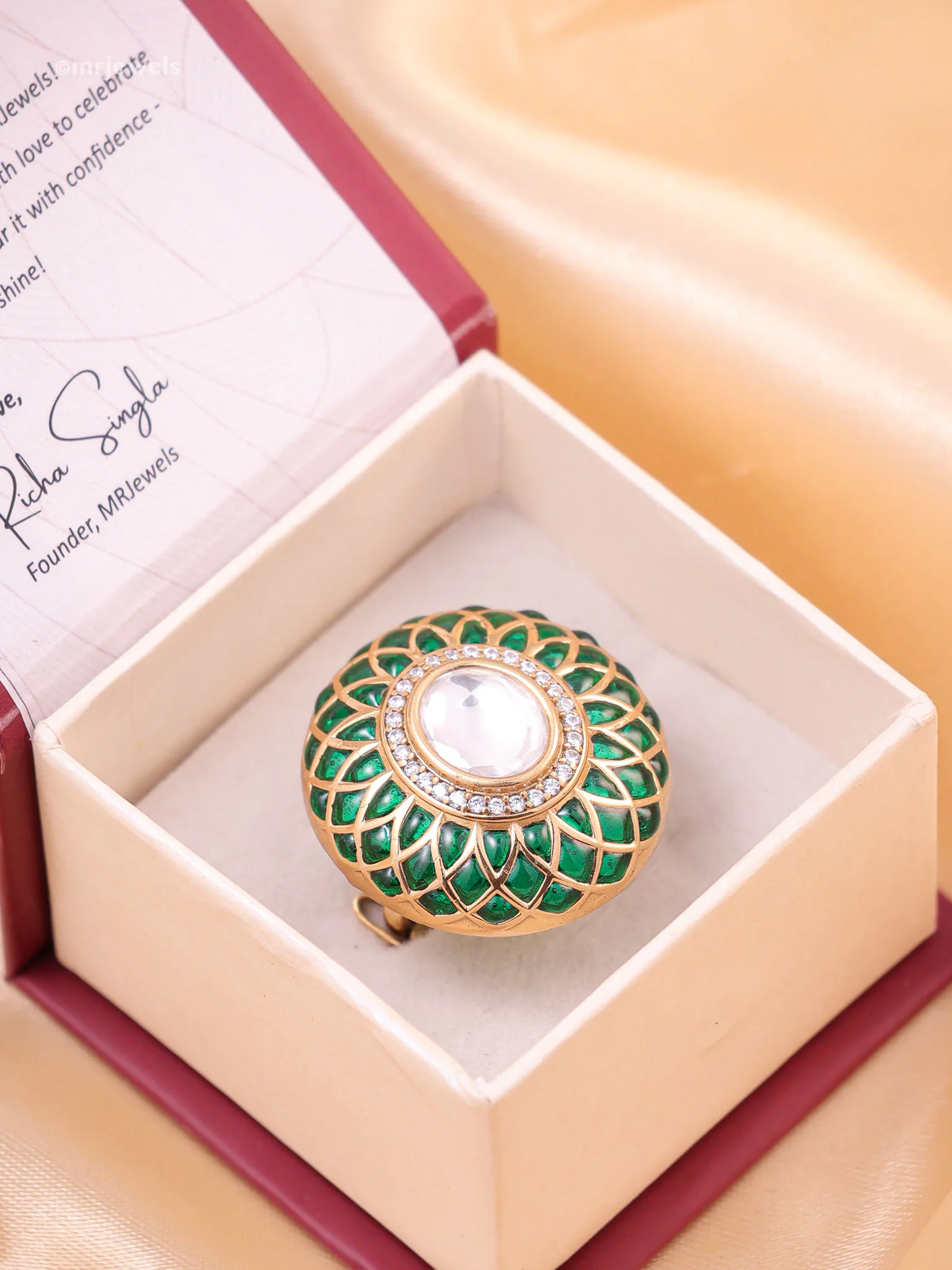 Statement Polki Ring Adjustable size