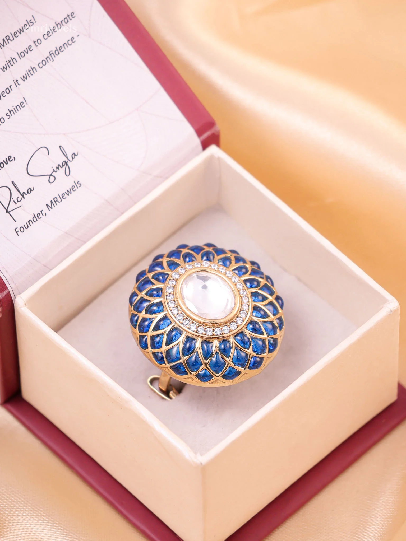 Statement Polki Ring Adjustable size - Image 4