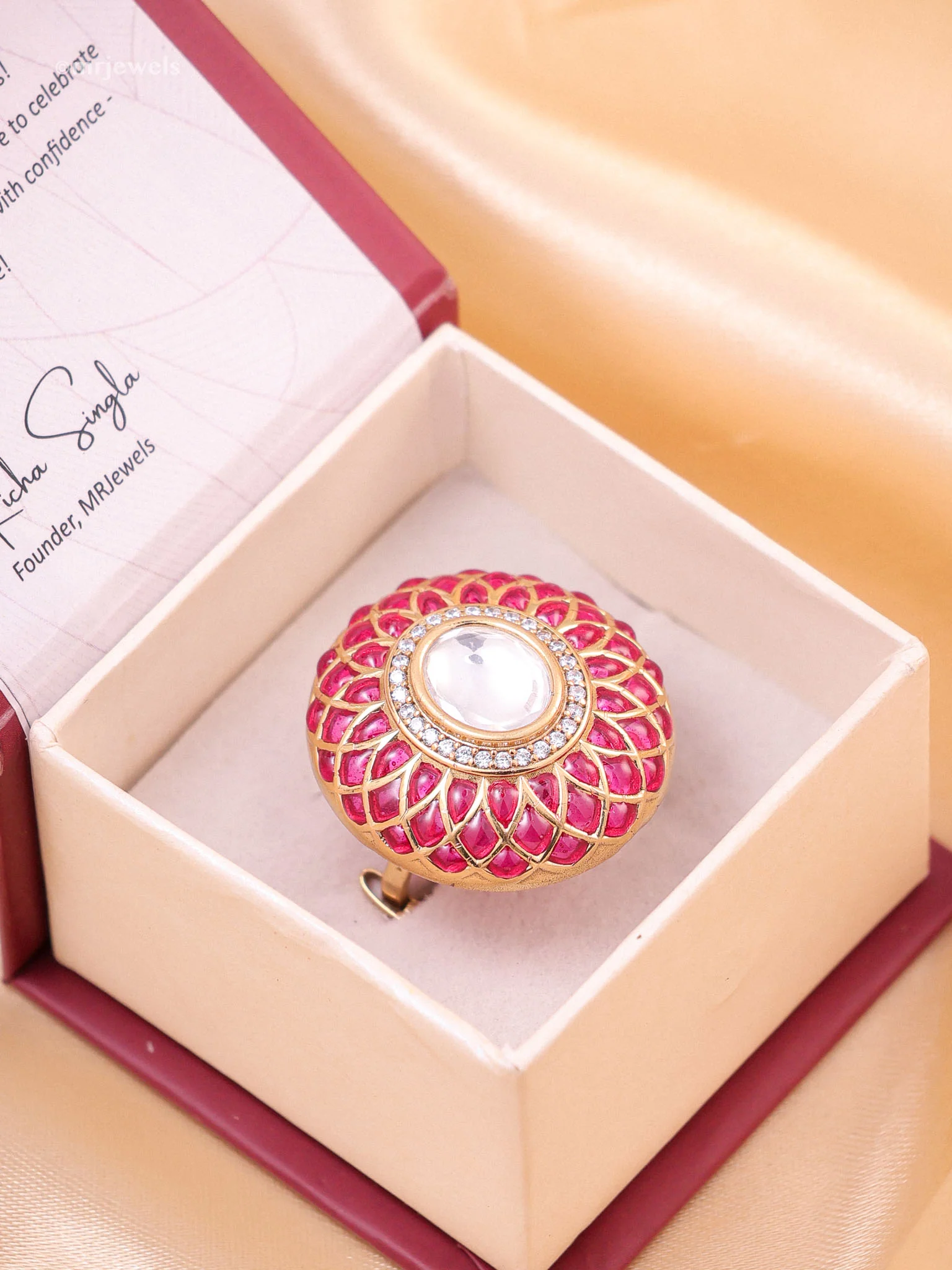 Statement Polki Ring Adjustable size - Image 7