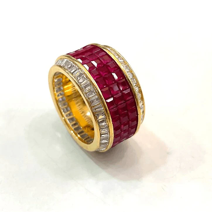 Gold Plated Ring with Rubies and Diamonds – Stunning & Elegant Design
