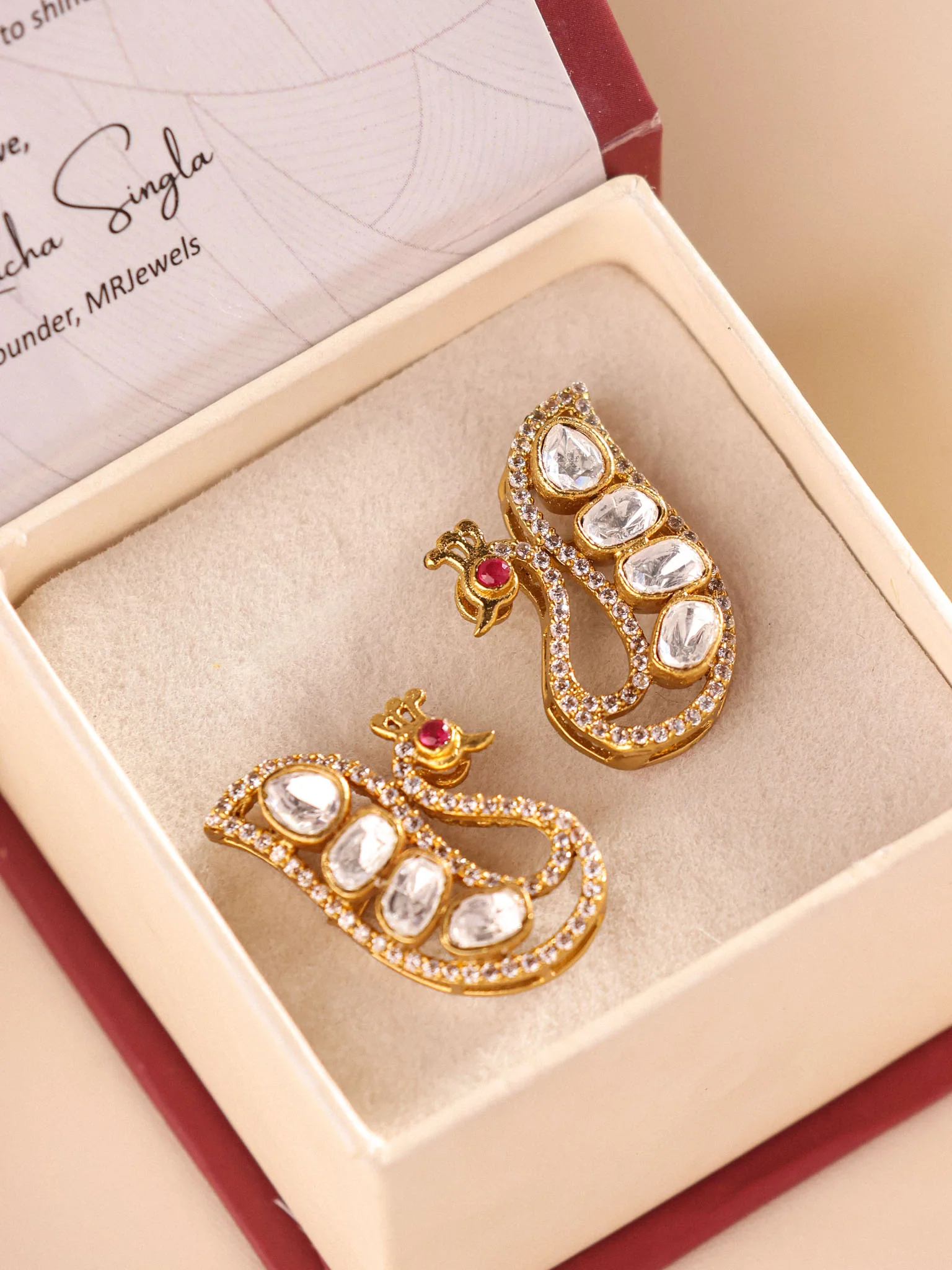 Swarna Mayura Kundan Stud Earrings