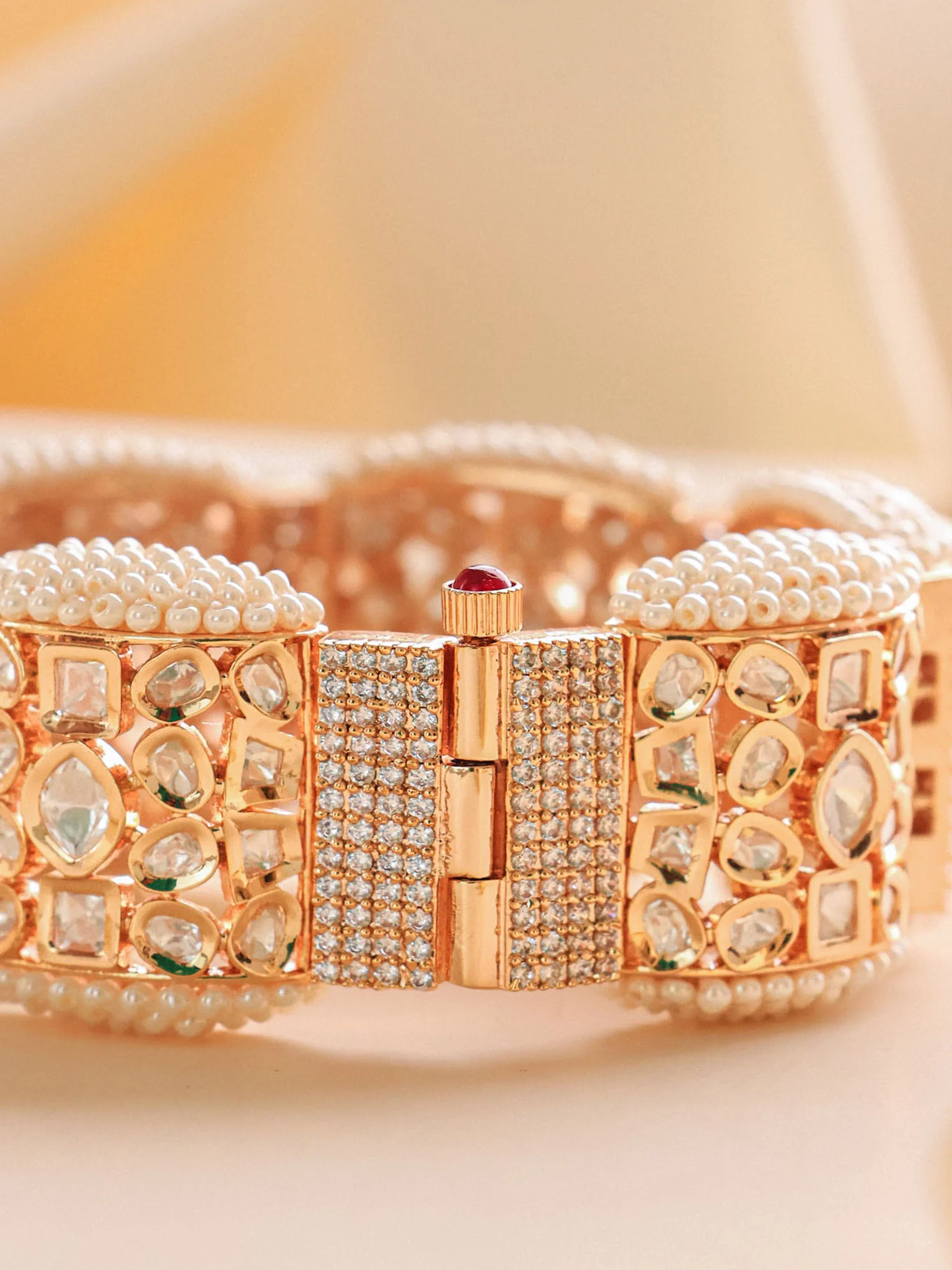 Taarini Statement Pearl Kundan Bracelet - Image 4