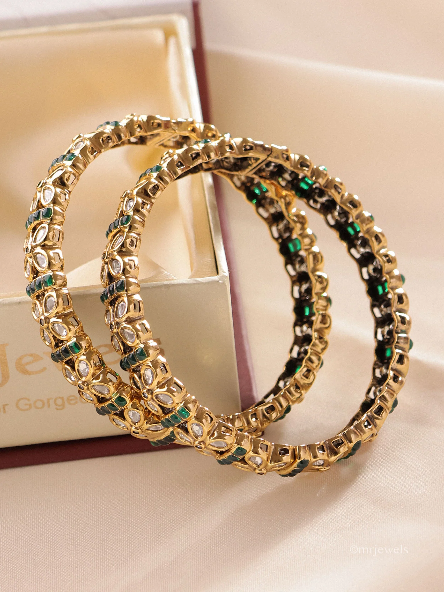 Tanvi Leela – Traditional Kundan Open Bangles - Image 2