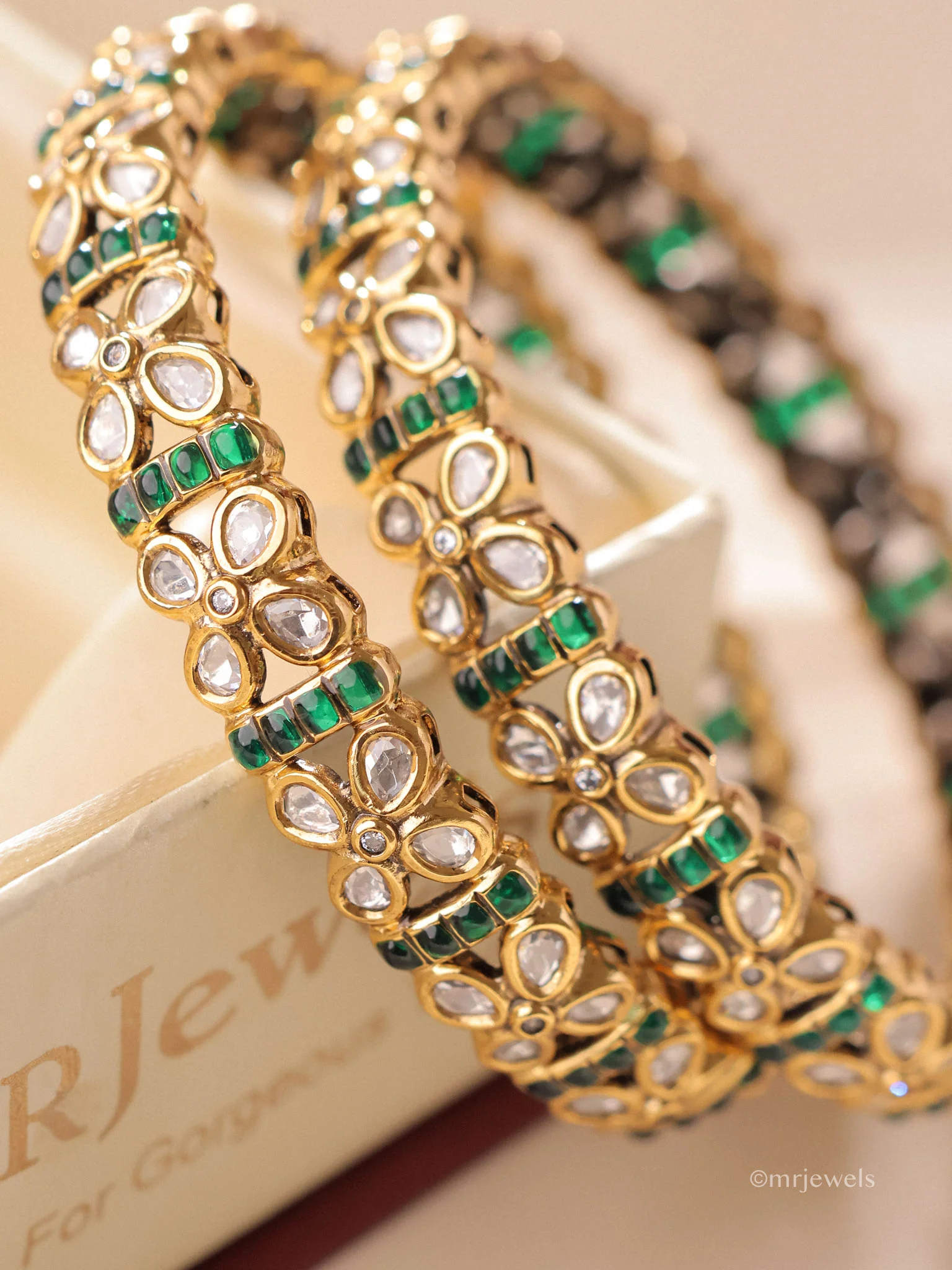 Tanvi Leela – Traditional Kundan Open Bangles - Image 3