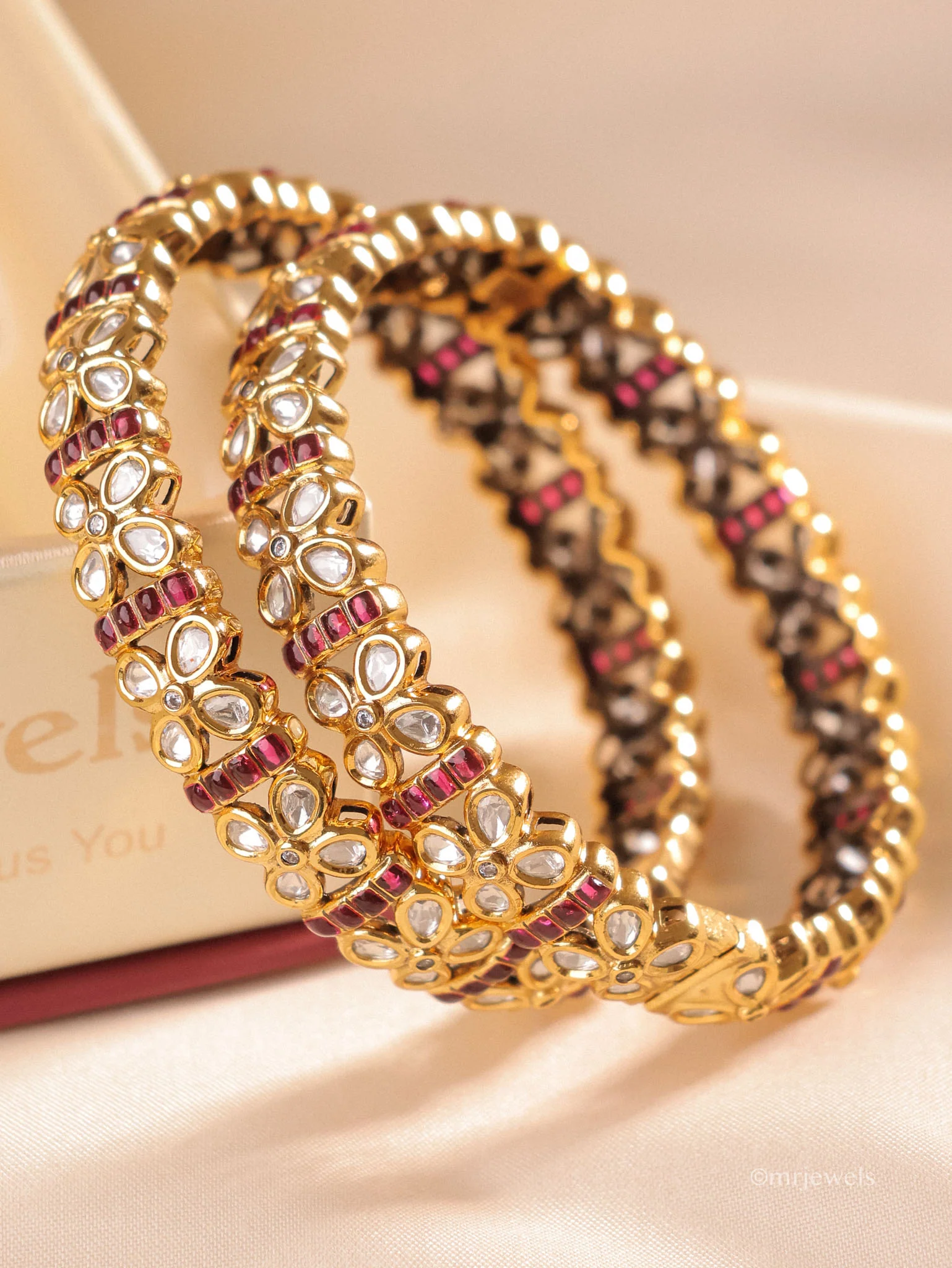 Tanvi Leela – Traditional Kundan Open Bangles - Image 4
