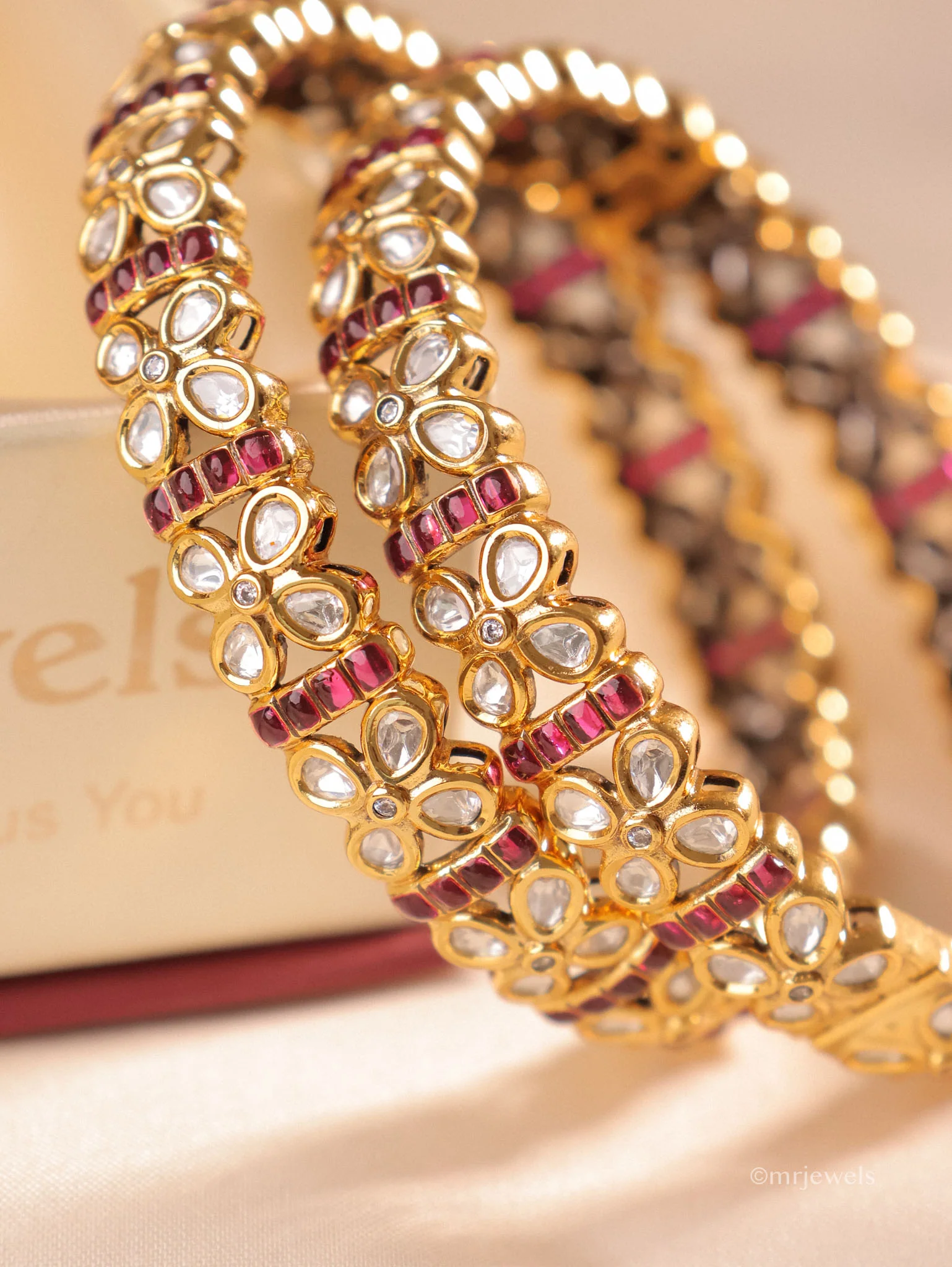 Tanvi Leela – Traditional Kundan Open Bangles - Image 5
