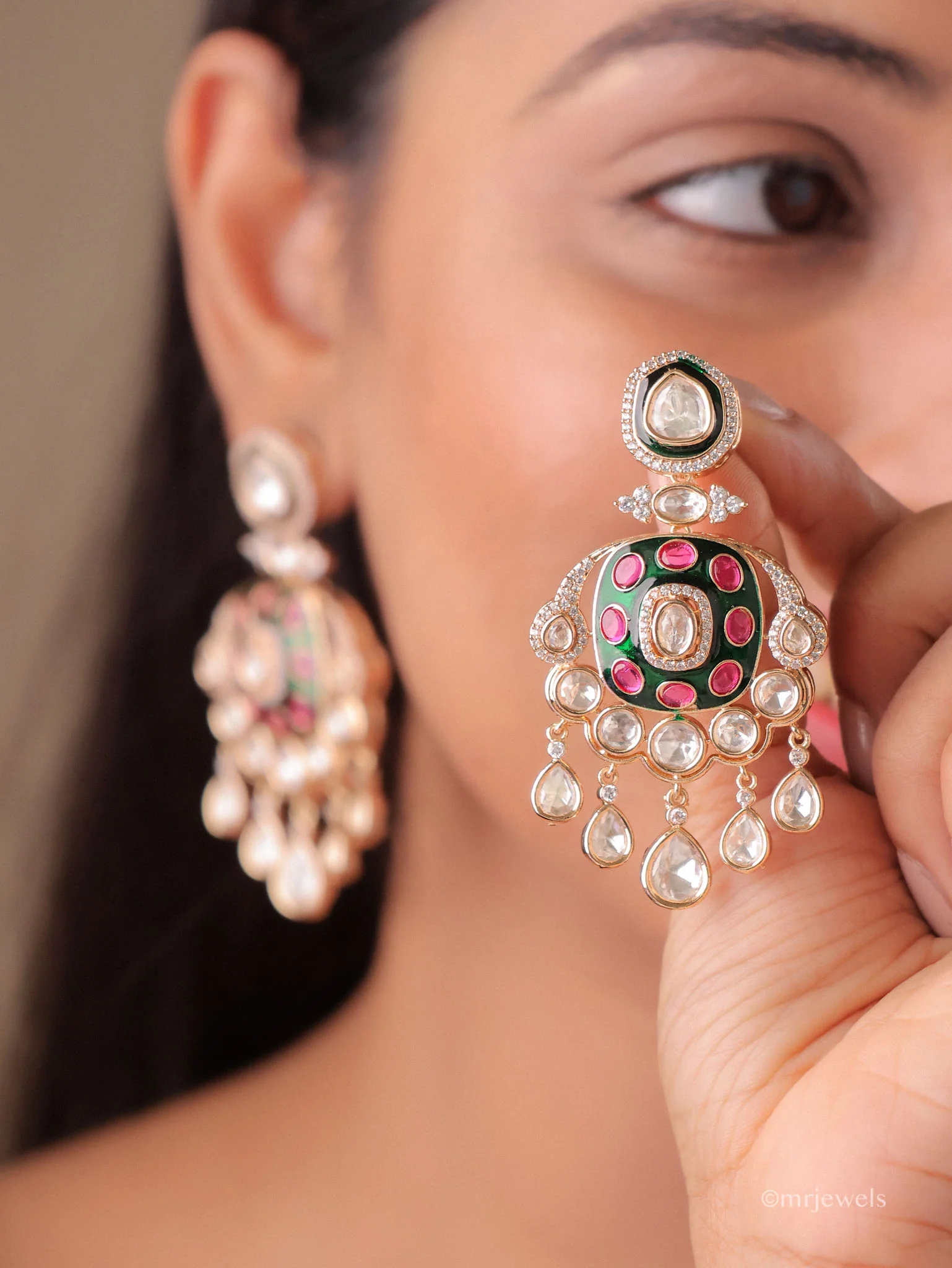 Tarini Enamel Dangler Earrings - Image 2