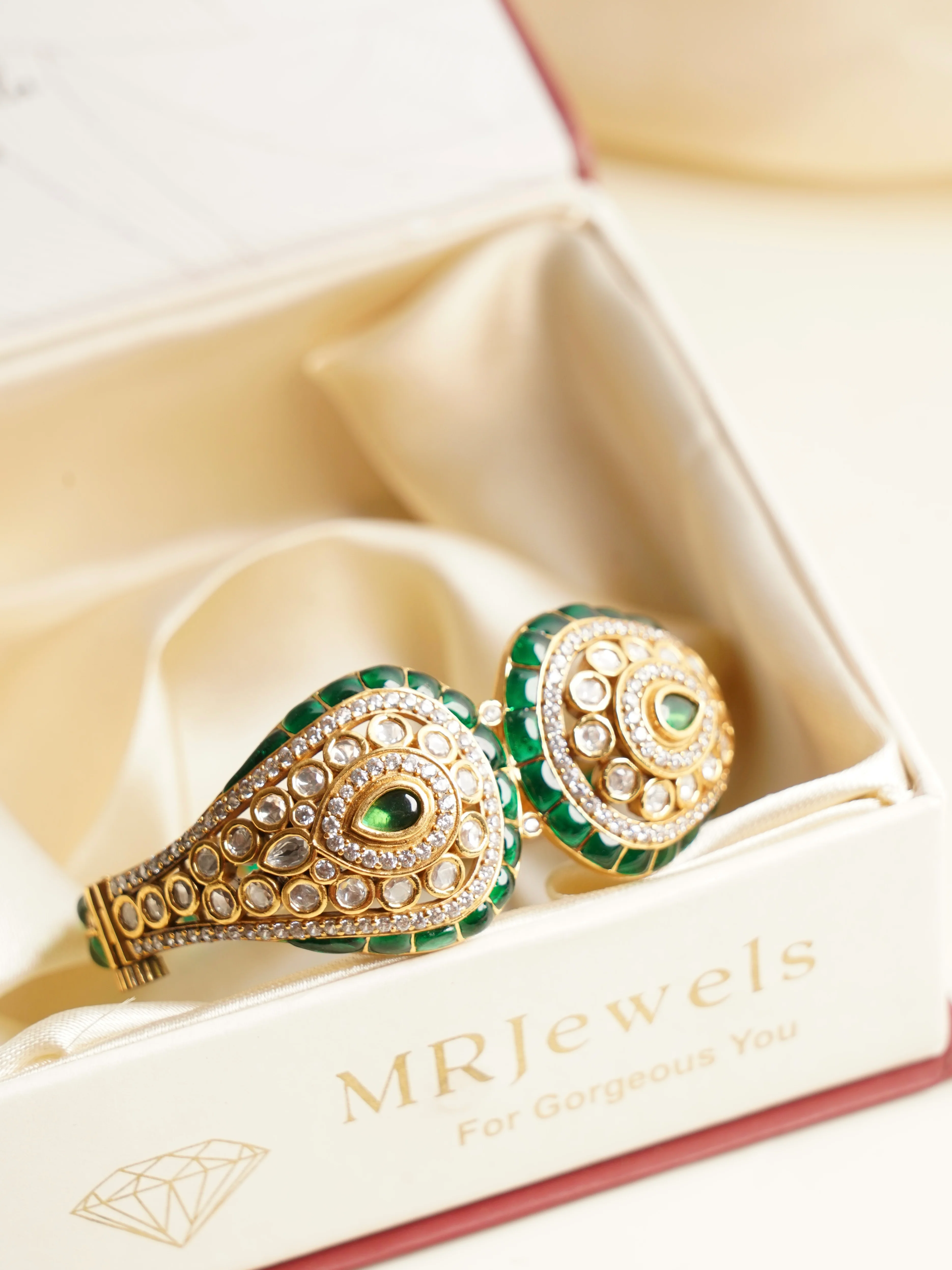 The Saanvika Statement Kada – Emerald & Ruby Edition - Image 5