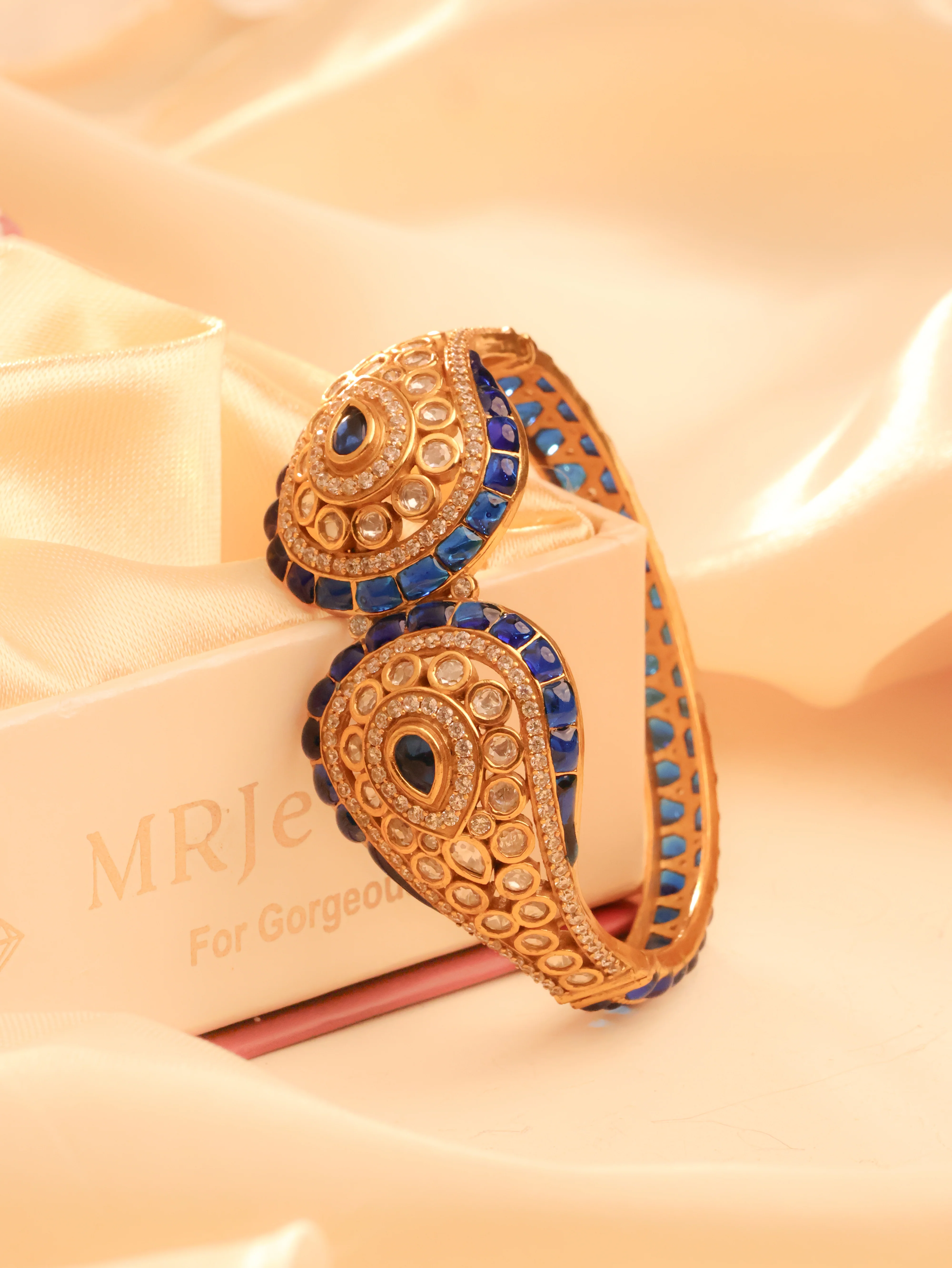 The Saanvika Statement Kada – Emerald & Ruby Edition - Image 6