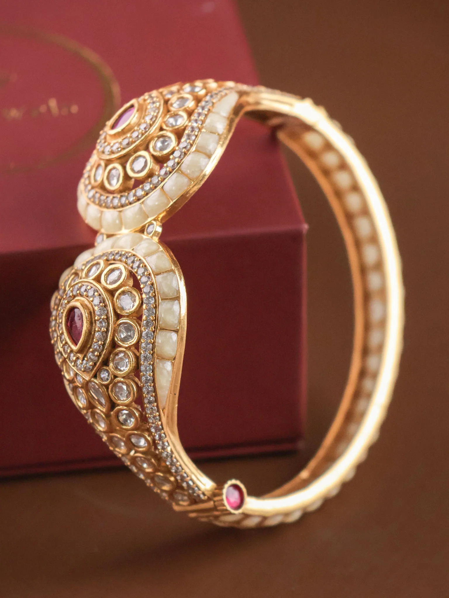 The Saanvika Statement Kada – Emerald & Ruby Edition - Image 9