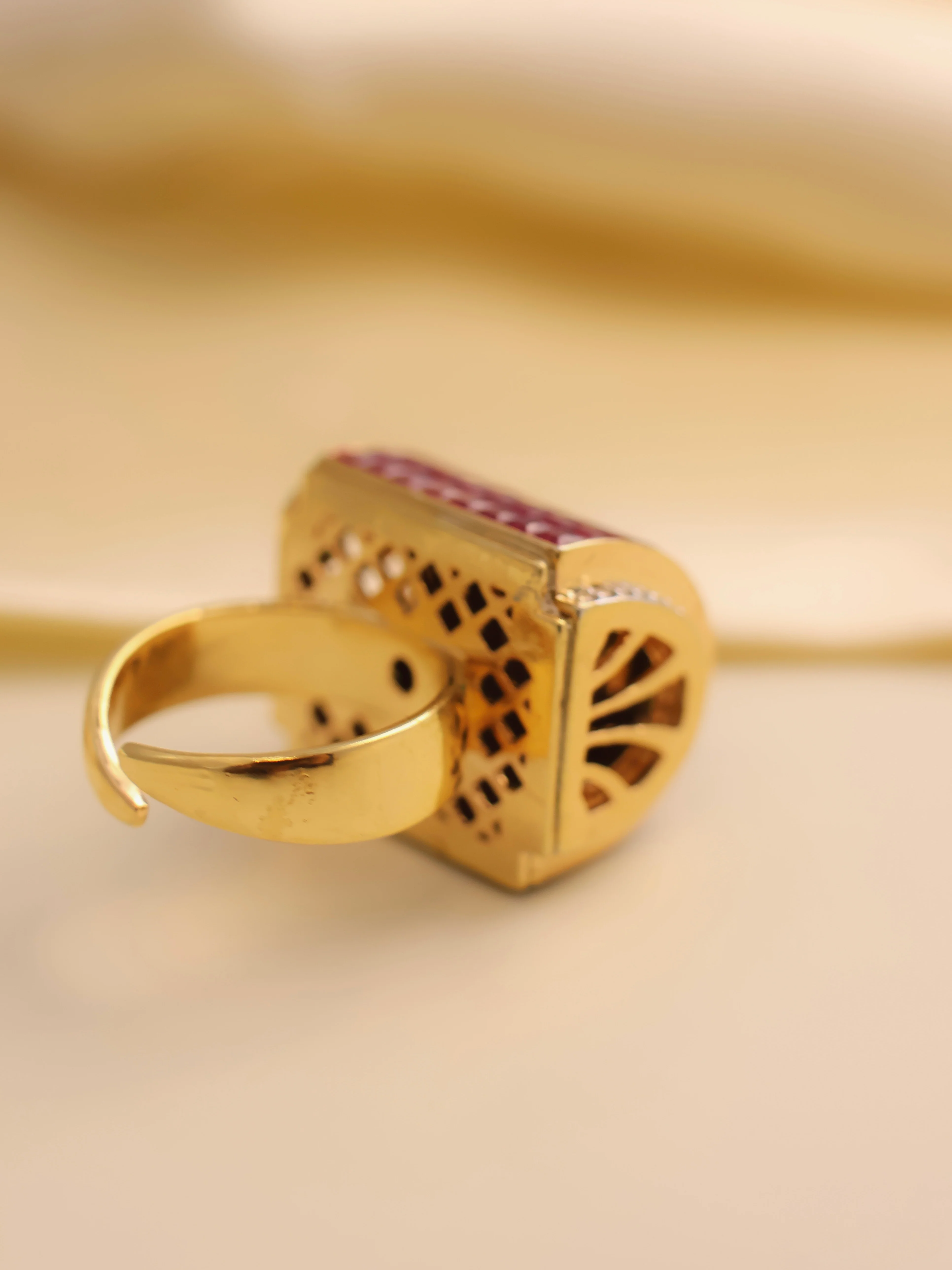 The Valentina Imperial Ruby & Emerald Ring- Free size - Image 3
