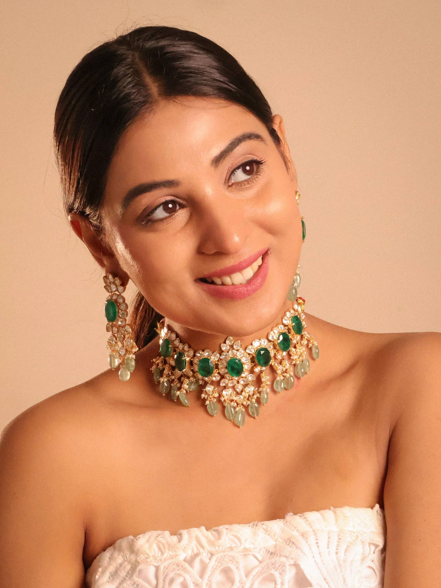 Tyaani inspired Moissanite & Doublet Choker Set