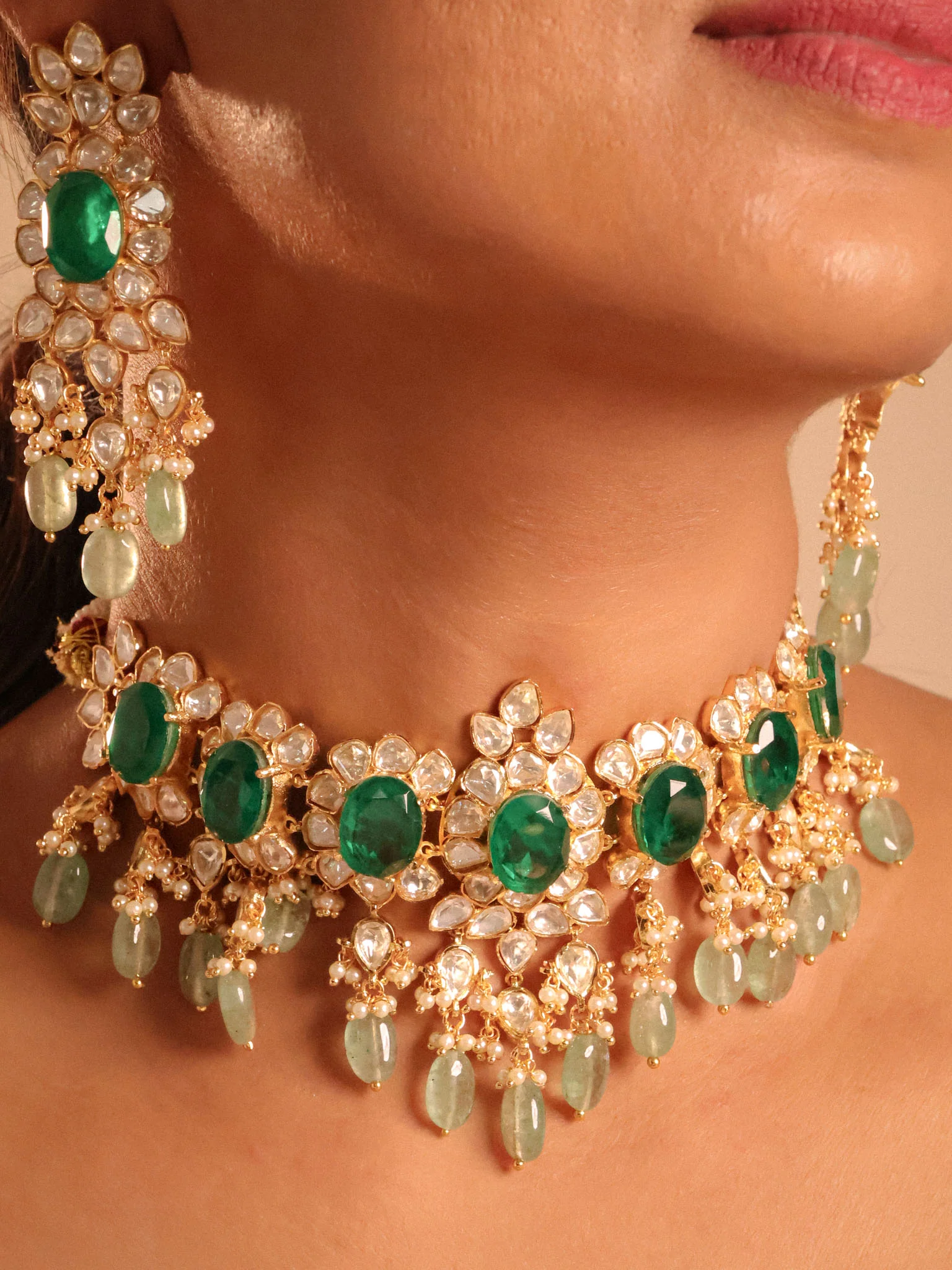 Tyaani inspired Moissanite & Doublet Choker Set - Image 2