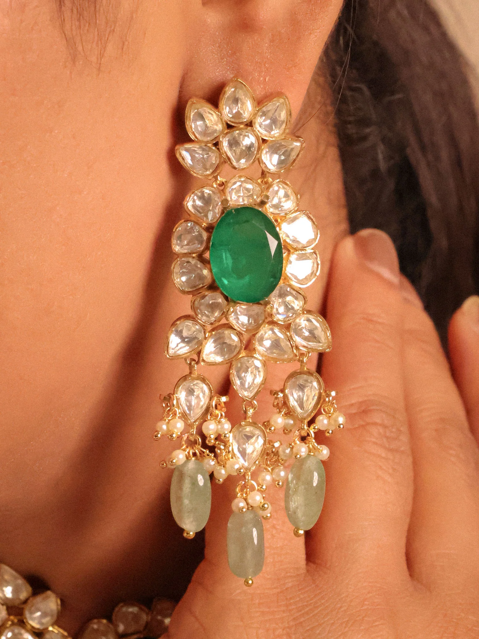 Tyaani inspired Moissanite & Doublet Choker Set - Image 3