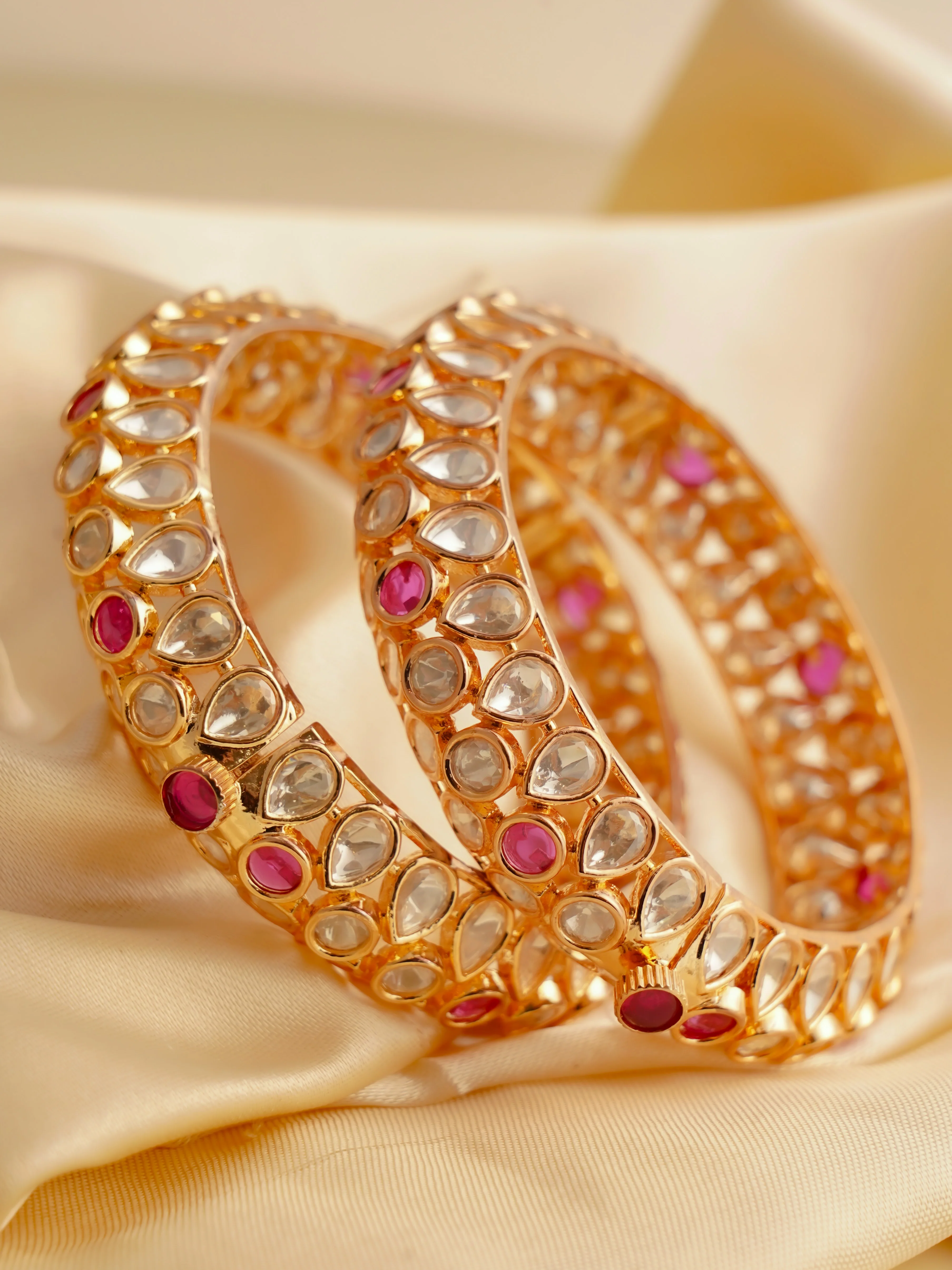 Uncut cluster Polki Kada Bangle - set of 2 - Image 3