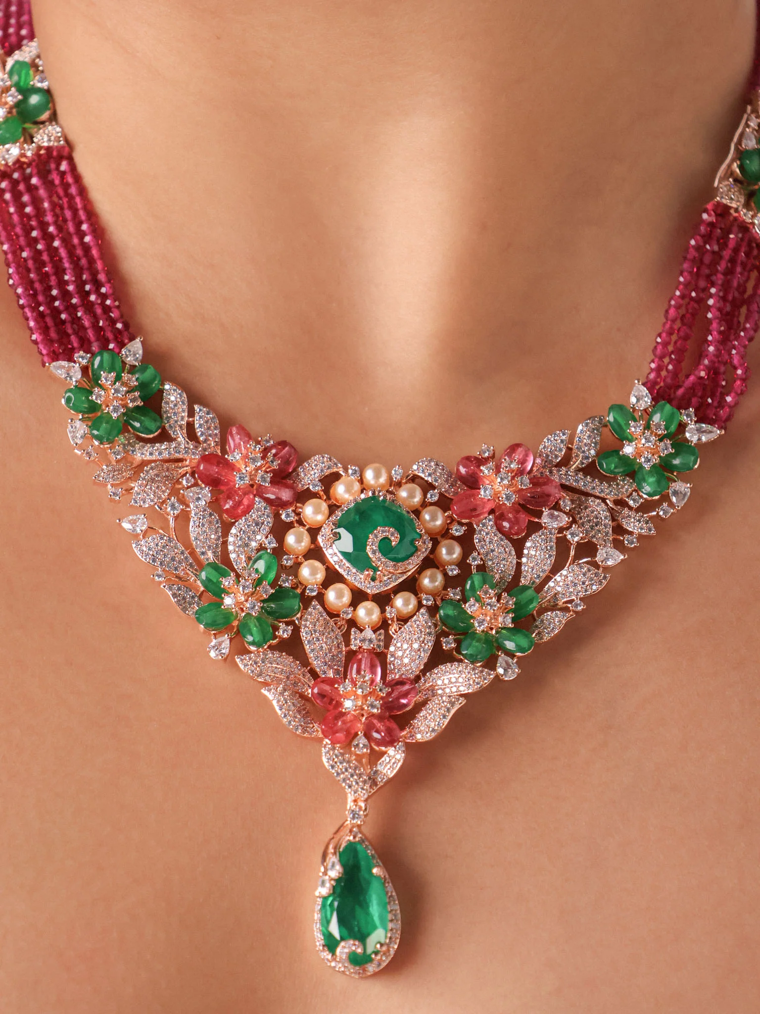 Verdant Rosé Flora luxury Necklace Set - Image 2