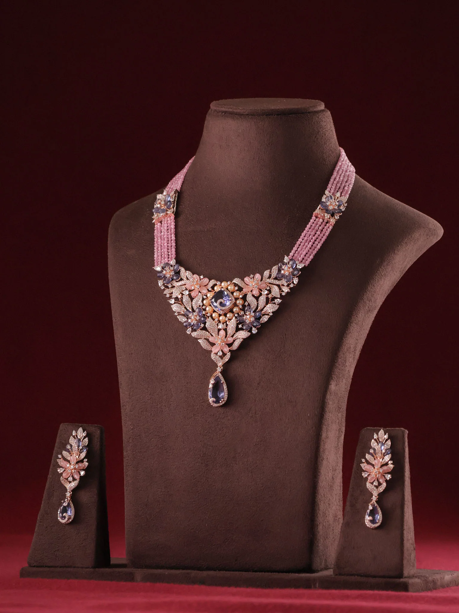 Verdant Rosé Flora luxury Necklace Set - Image 4
