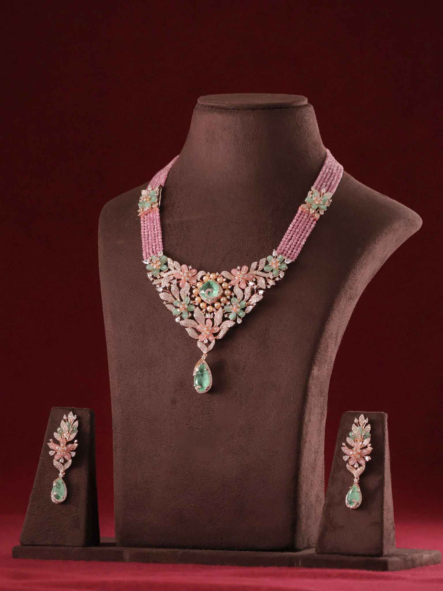 Verdant Rosé Flora luxury Necklace Set - Image 5