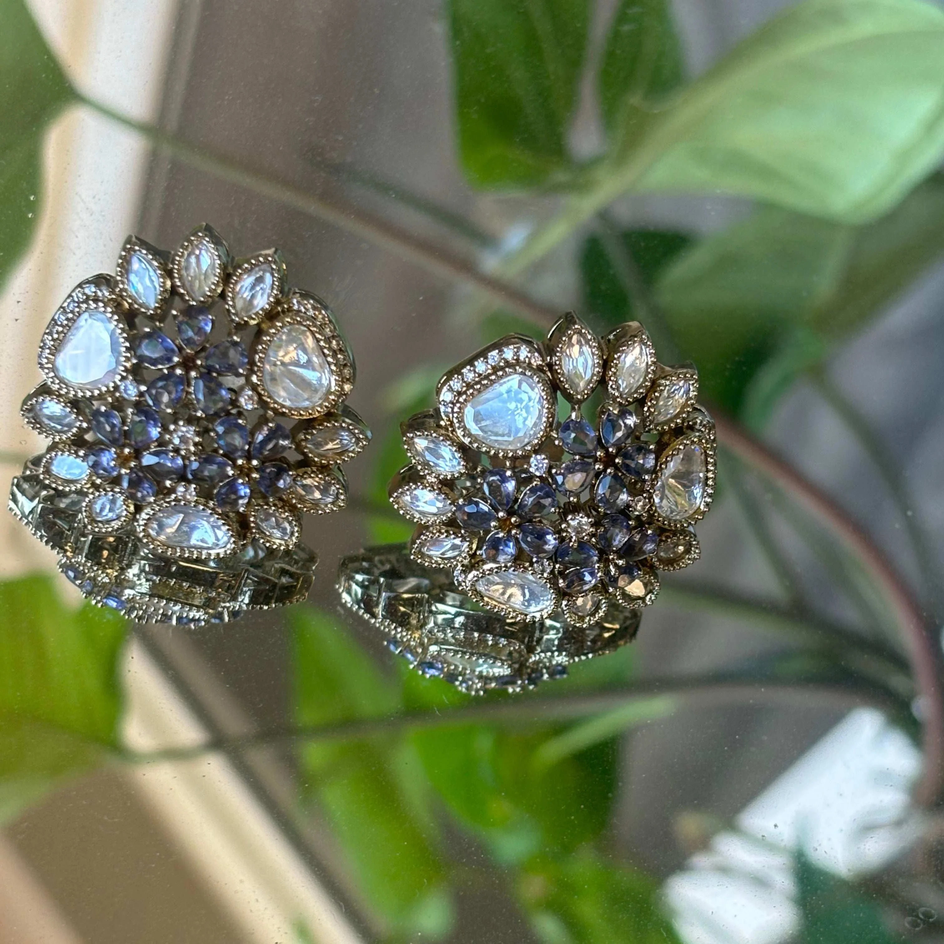 Victorian Bloom Stud Earrings( With back clip) - Image 6