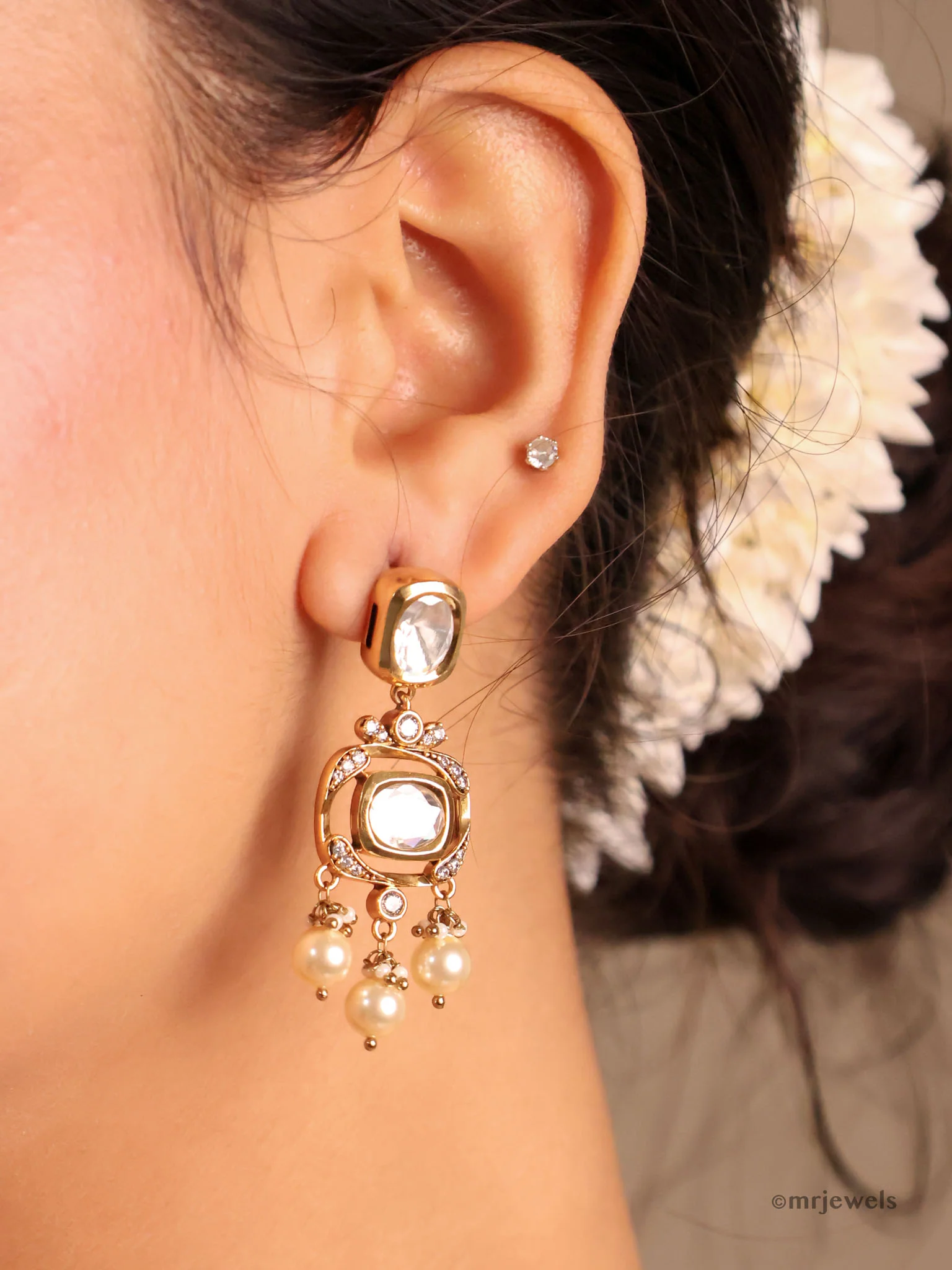 Victorian Kundan Pearl Necklace - Image 3