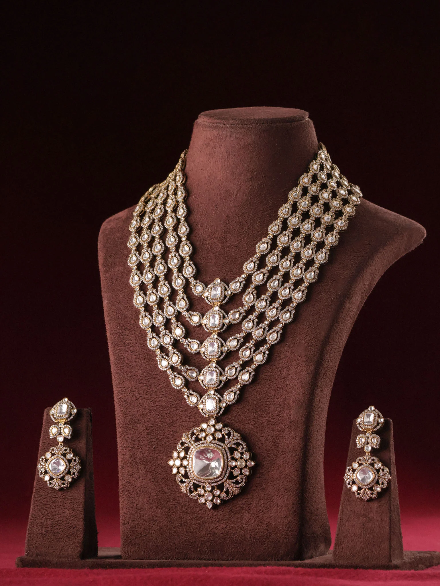Victorian Polki Layered Necklace Set