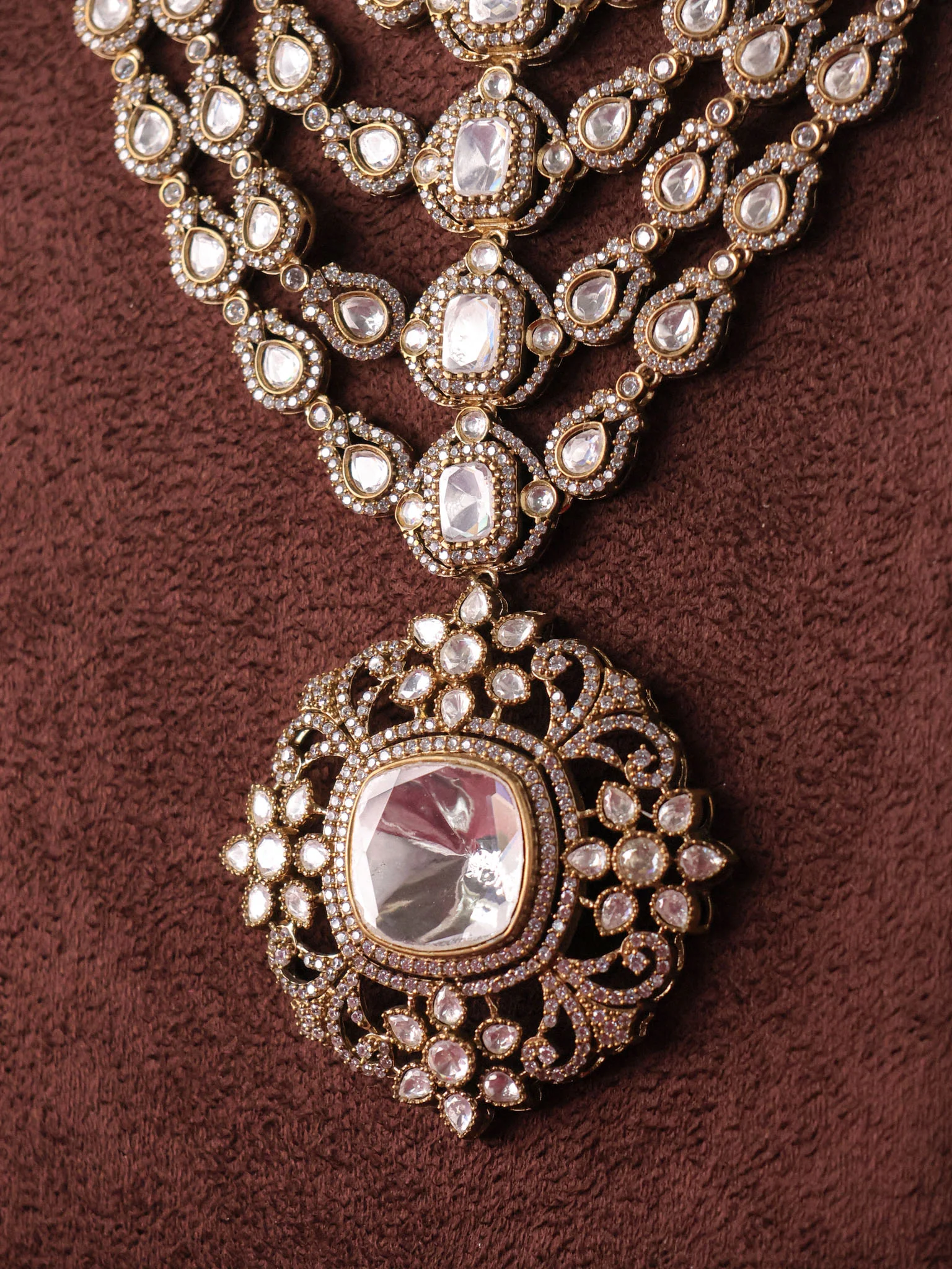 Victorian Polki Layered Necklace Set - Image 2