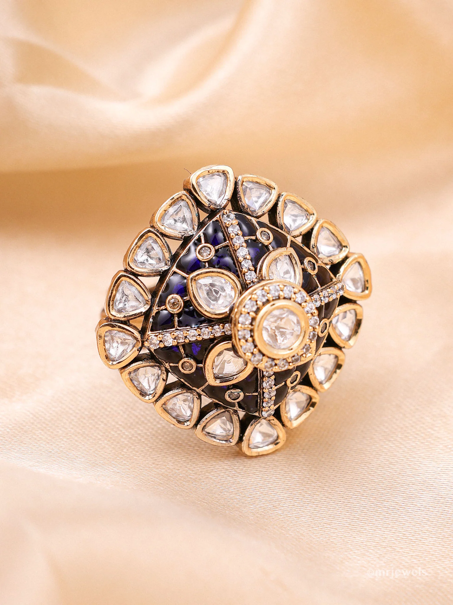 Victorian Polki Ring - Free Size - Image 2