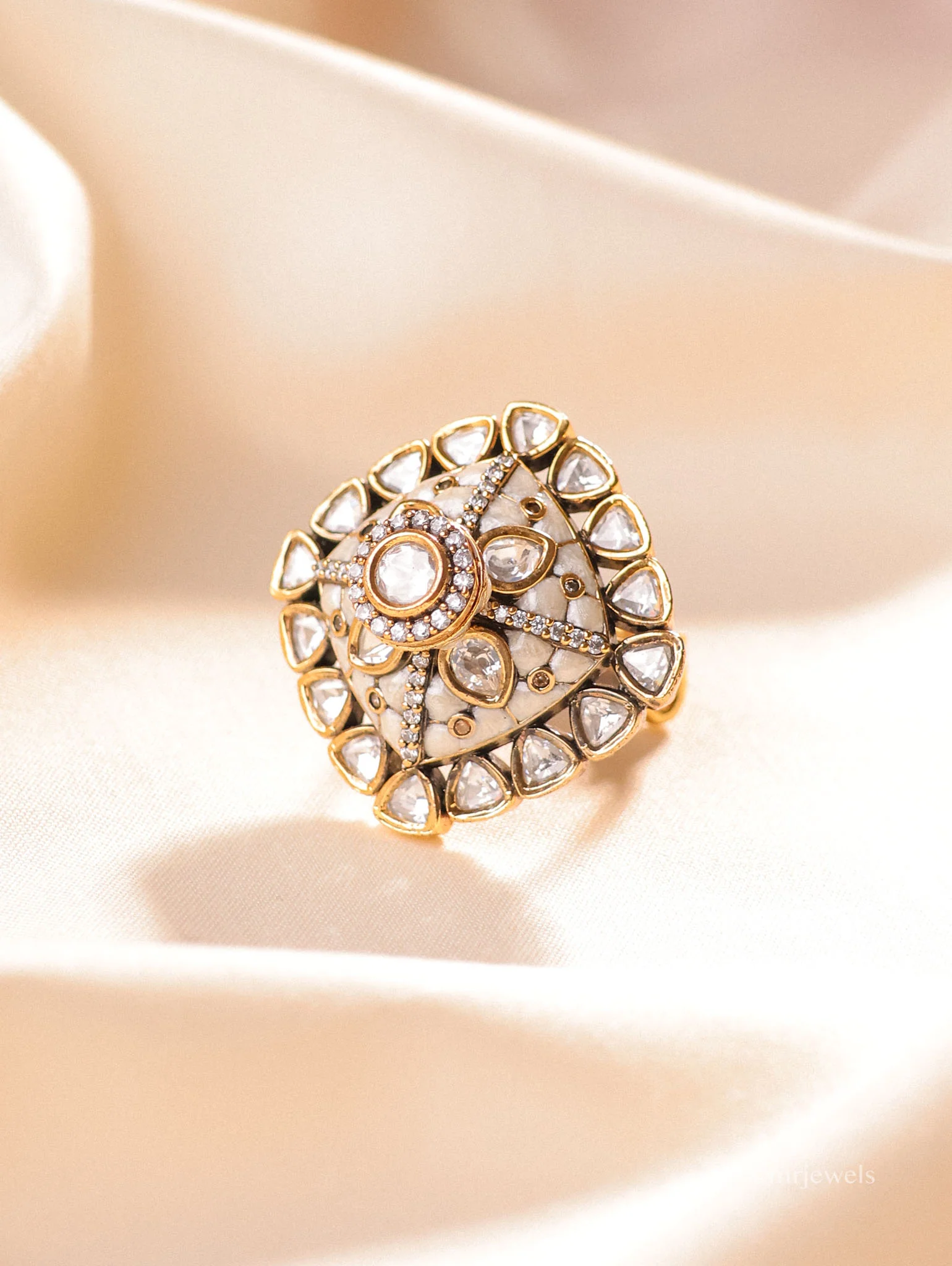 Victorian Polki Ring - Free Size - Image 4