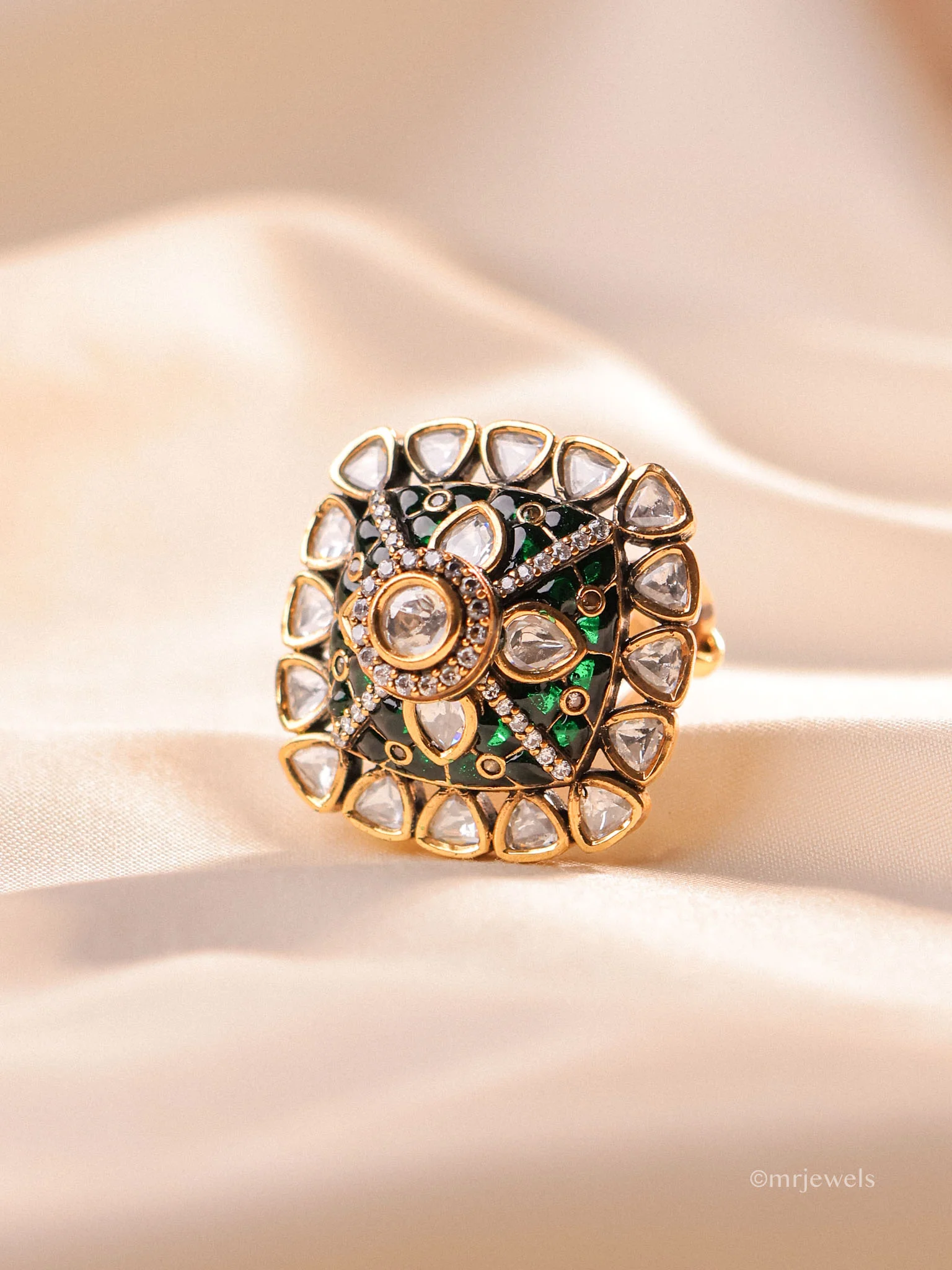 Victorian Polki Ring - Free Size - Image 5