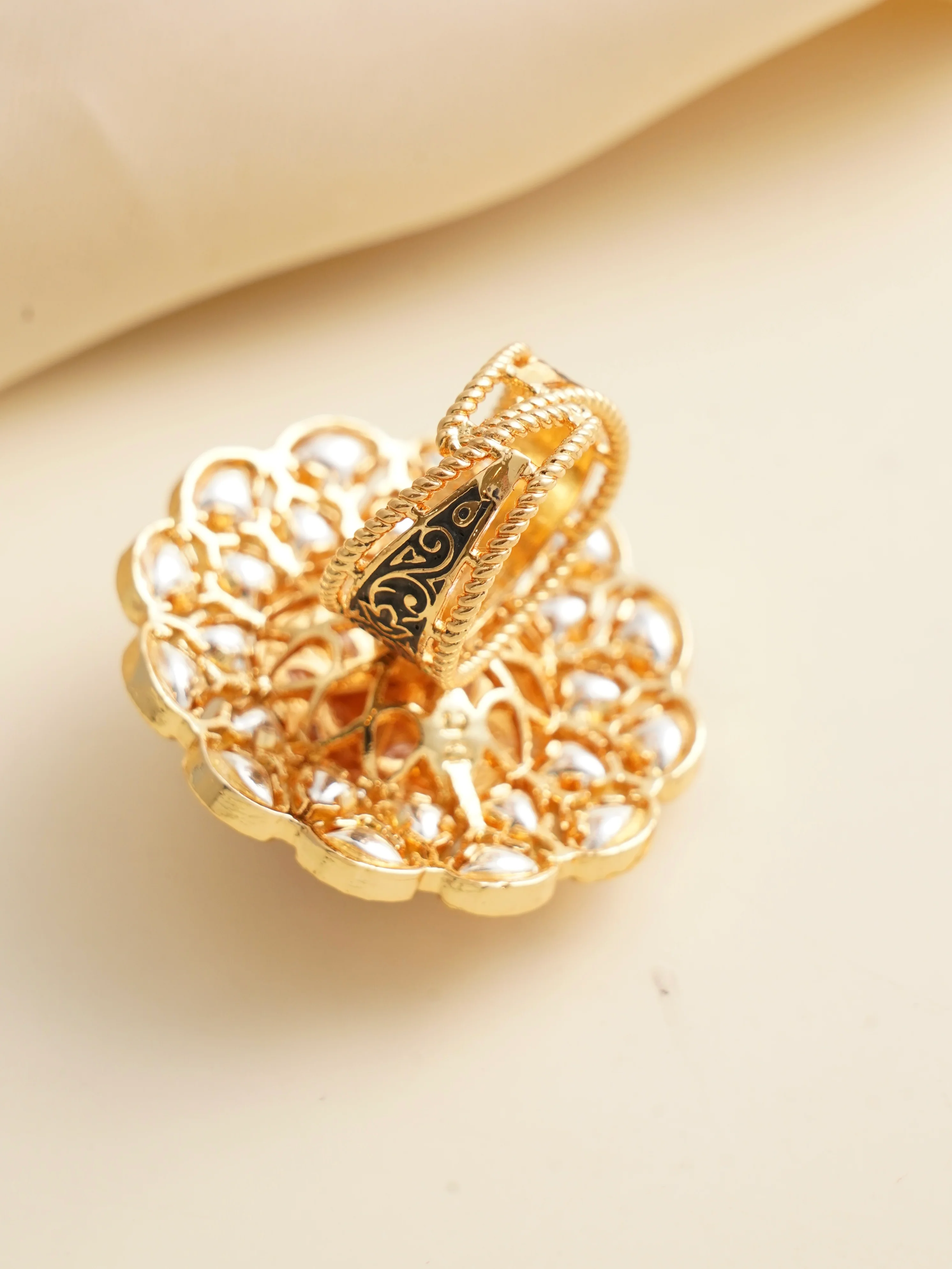 Vilandi Ring-22 carat Micron Gold plated Free size Ring - Image 3