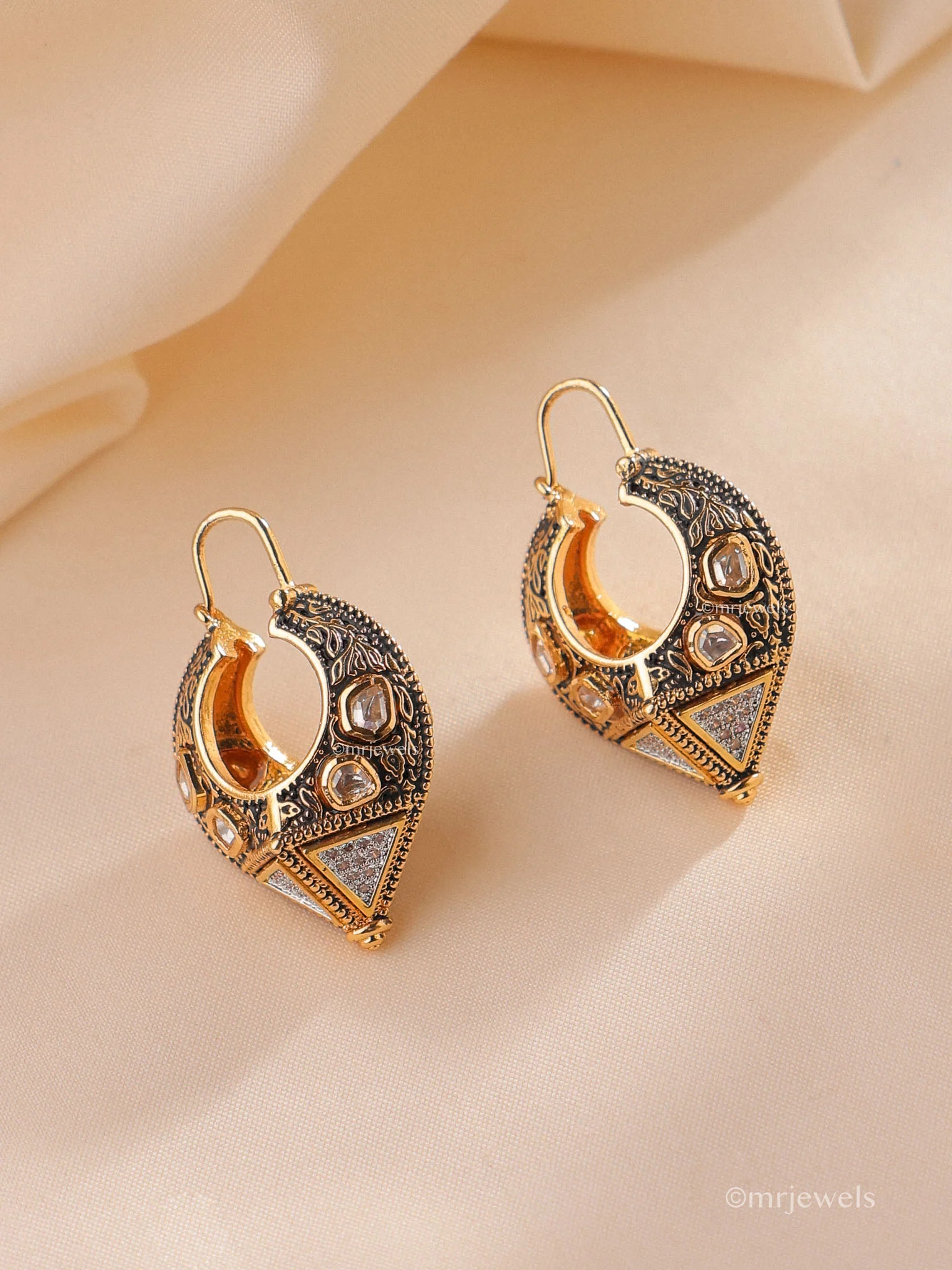 Vintage Polki Statement Drop Earrings