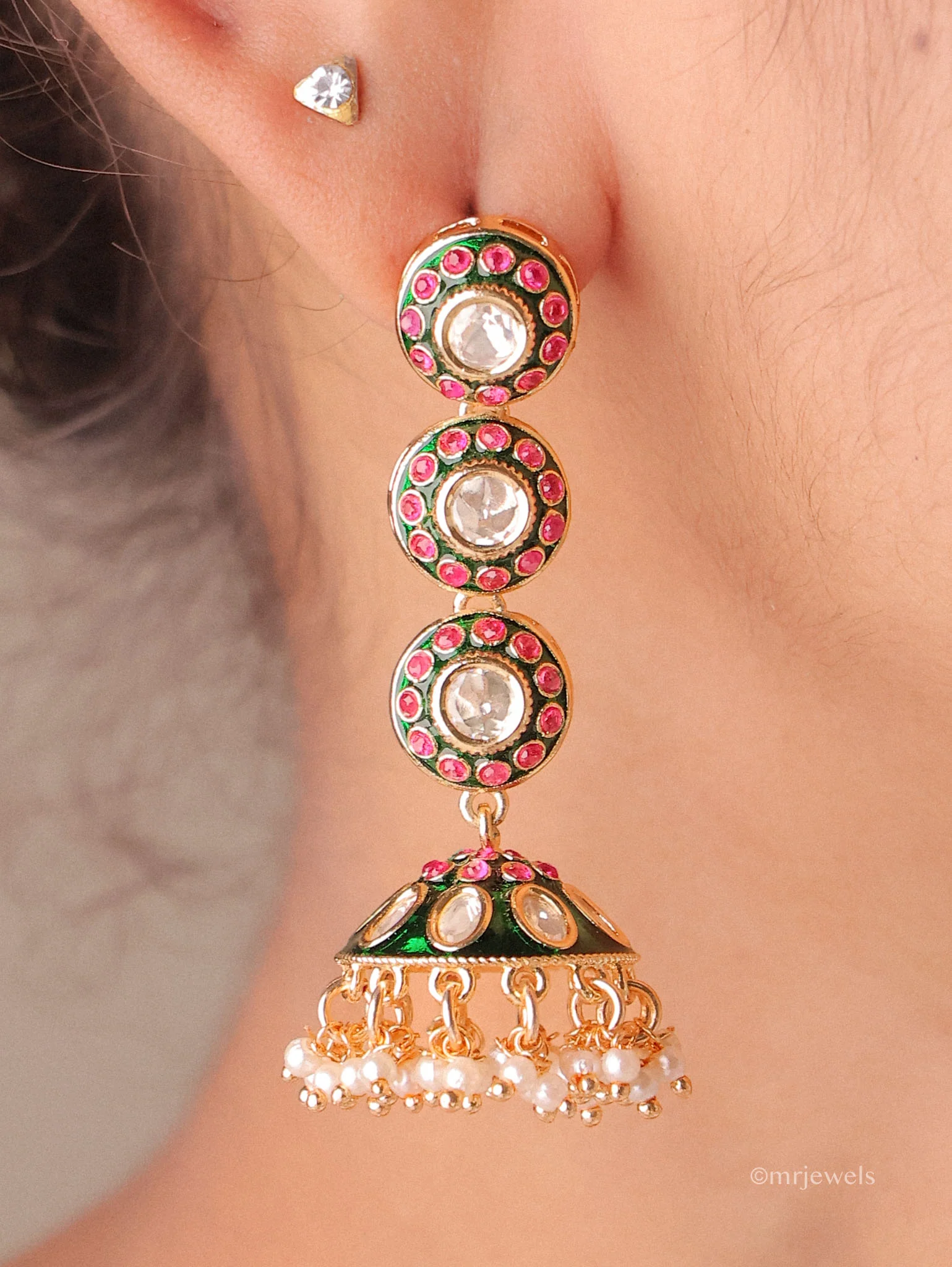 Vritika Polki Meenakari Jhumkas