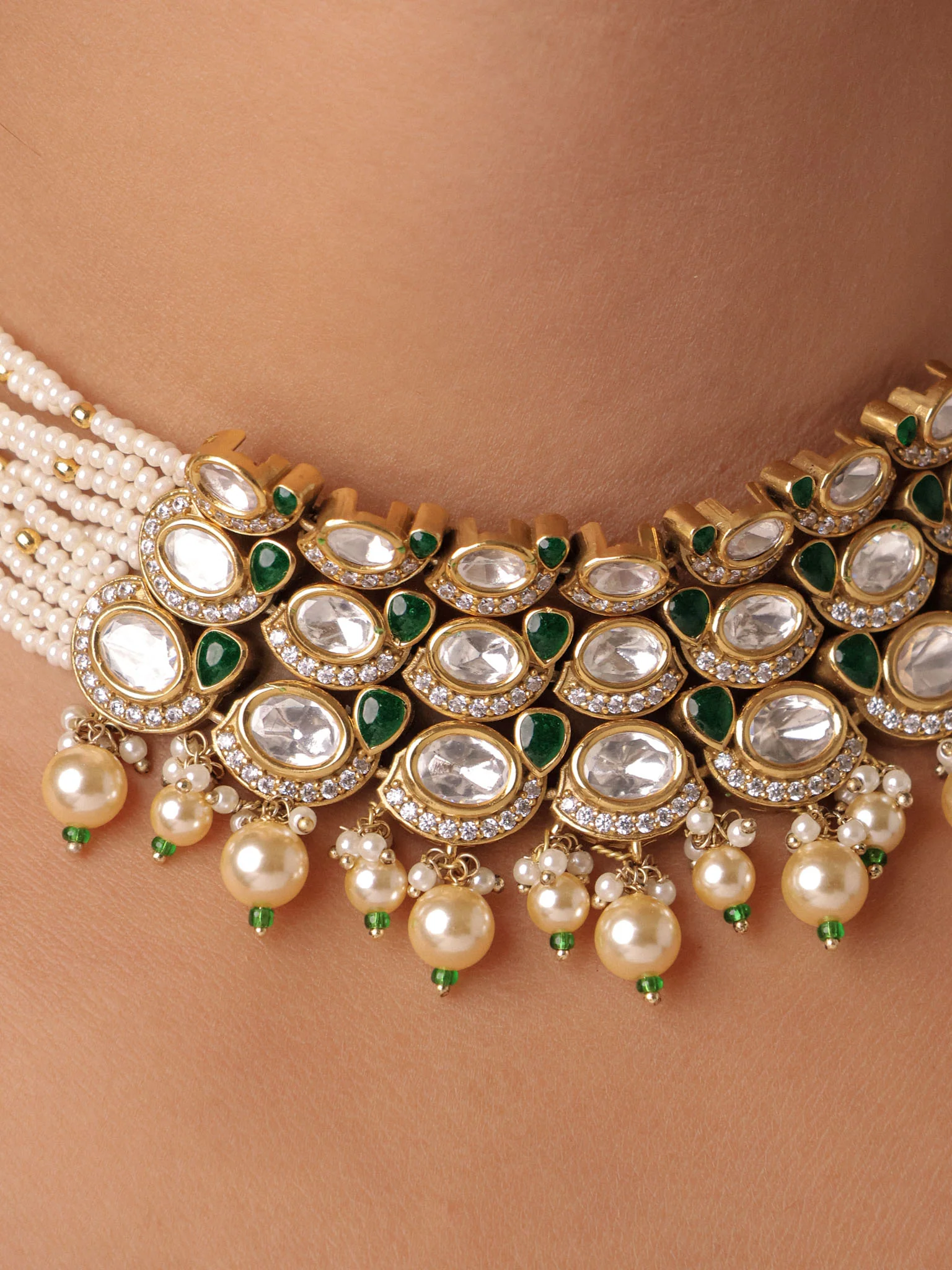 Zaraani Polki Pearl Choker - Image 7