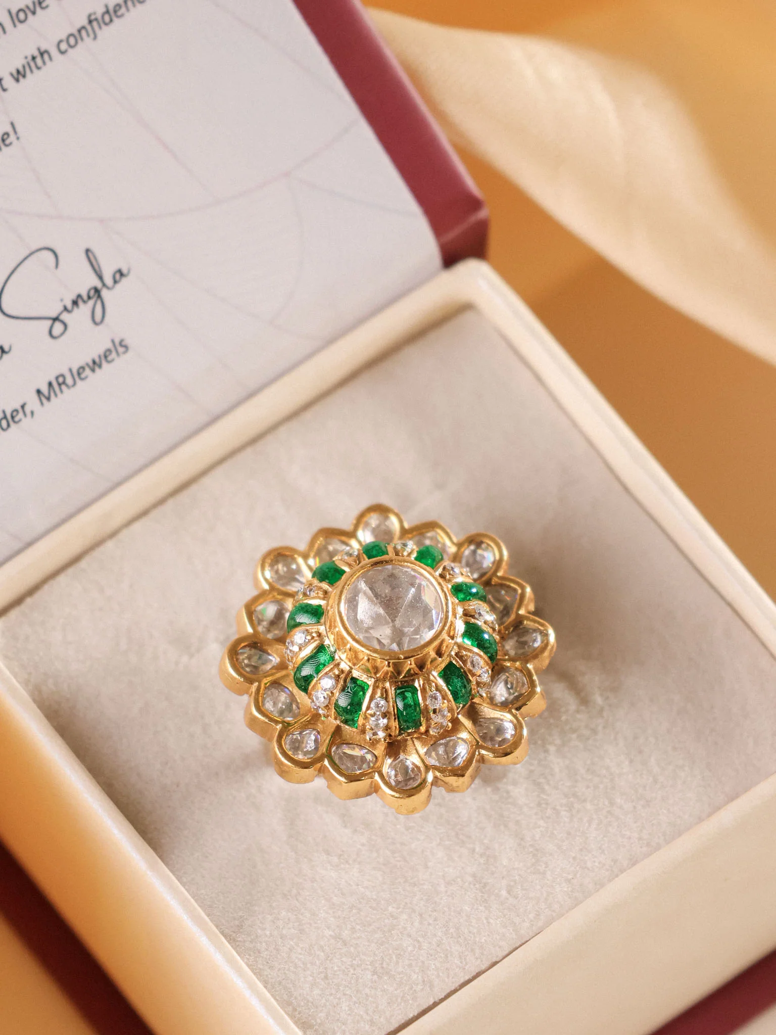 Zaria Navratna Polki Cocktail Ring