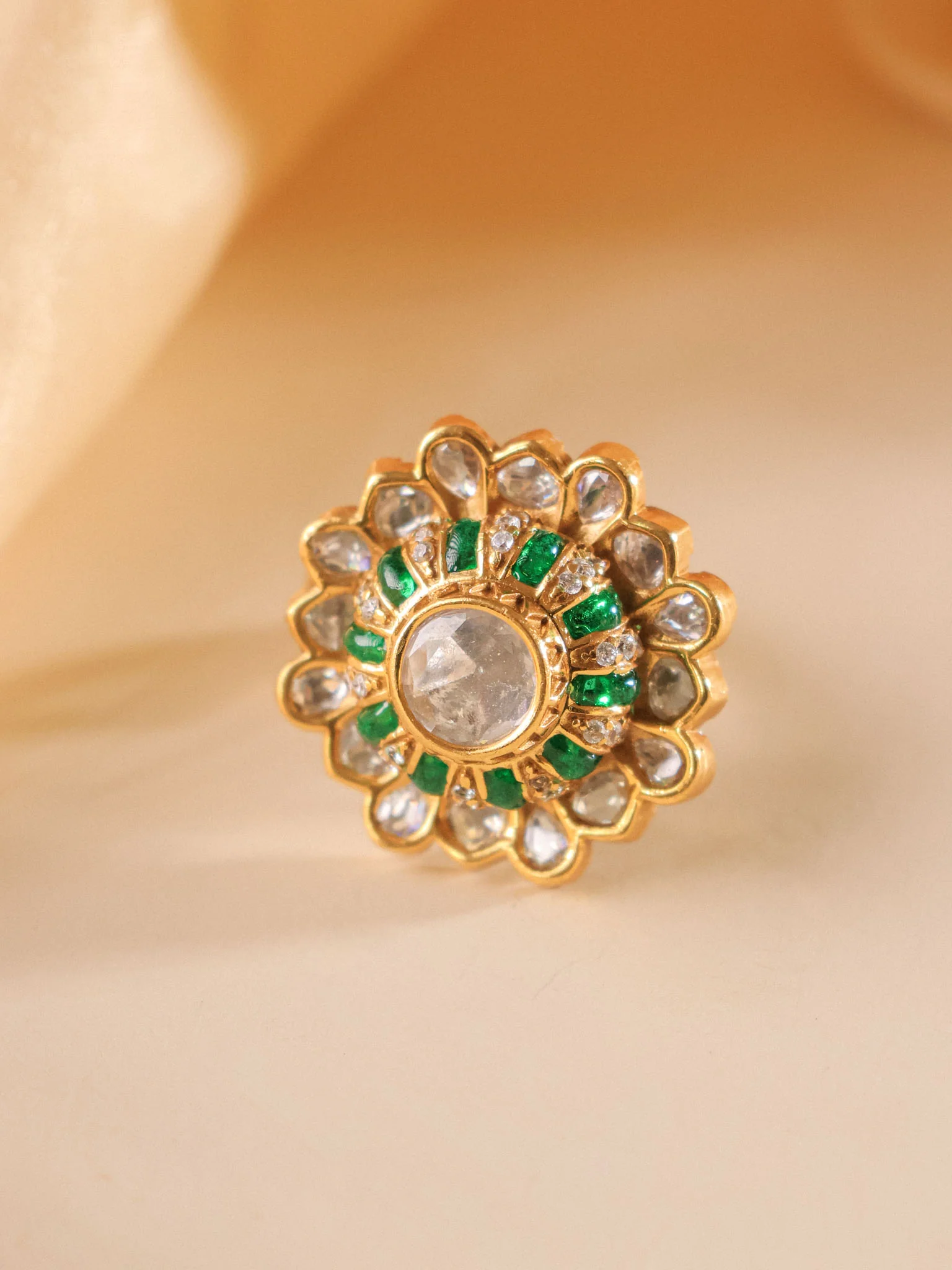 Zaria Navratna Polki Cocktail Ring - Image 2