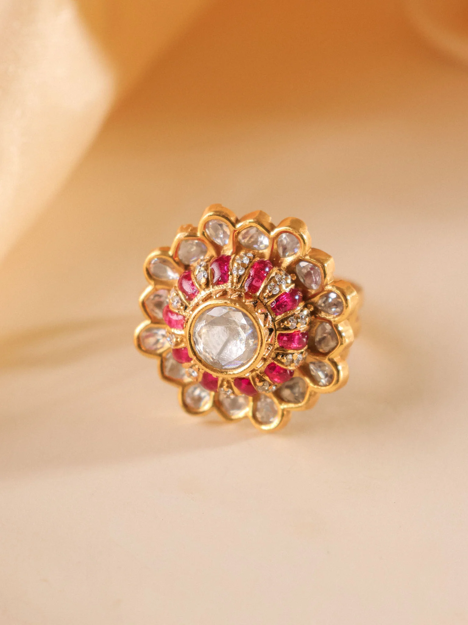 Zaria Navratna Polki Cocktail Ring - Image 5