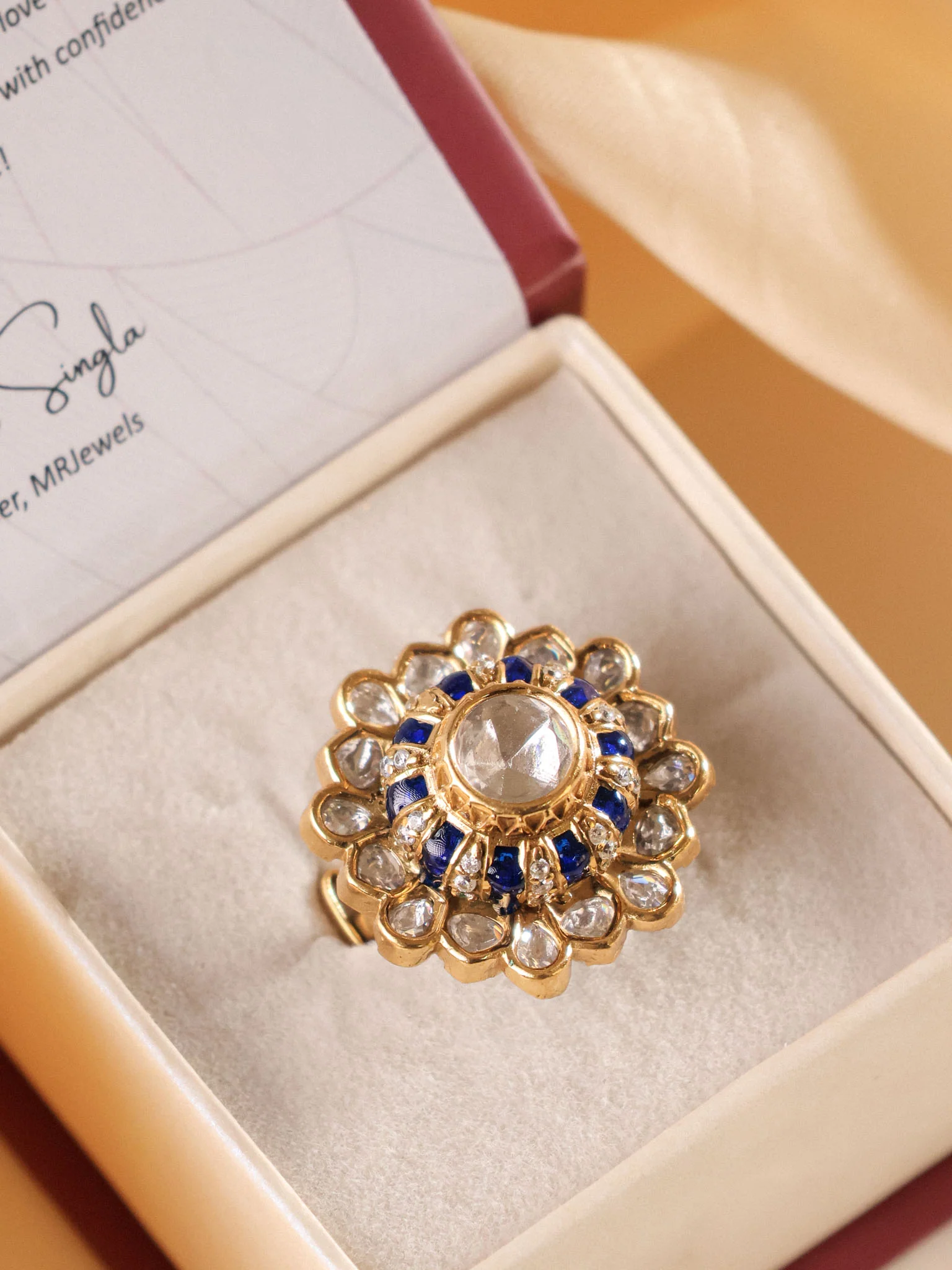 Zaria Navratna Polki Cocktail Ring - Image 7