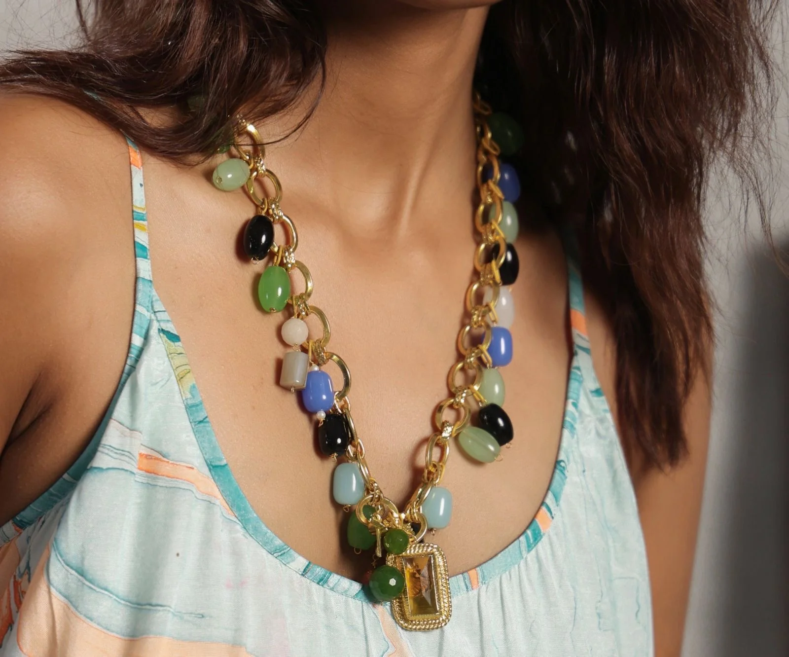 Zariah Gemstone Statement Chain Necklace