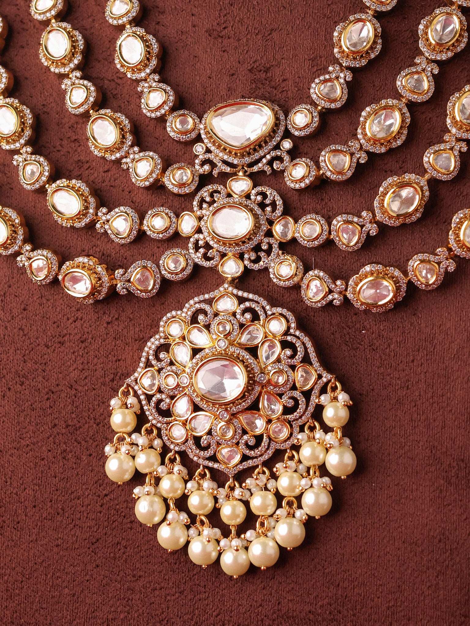 Zarika Royal Moissanite Polki layered Haar - Image 2